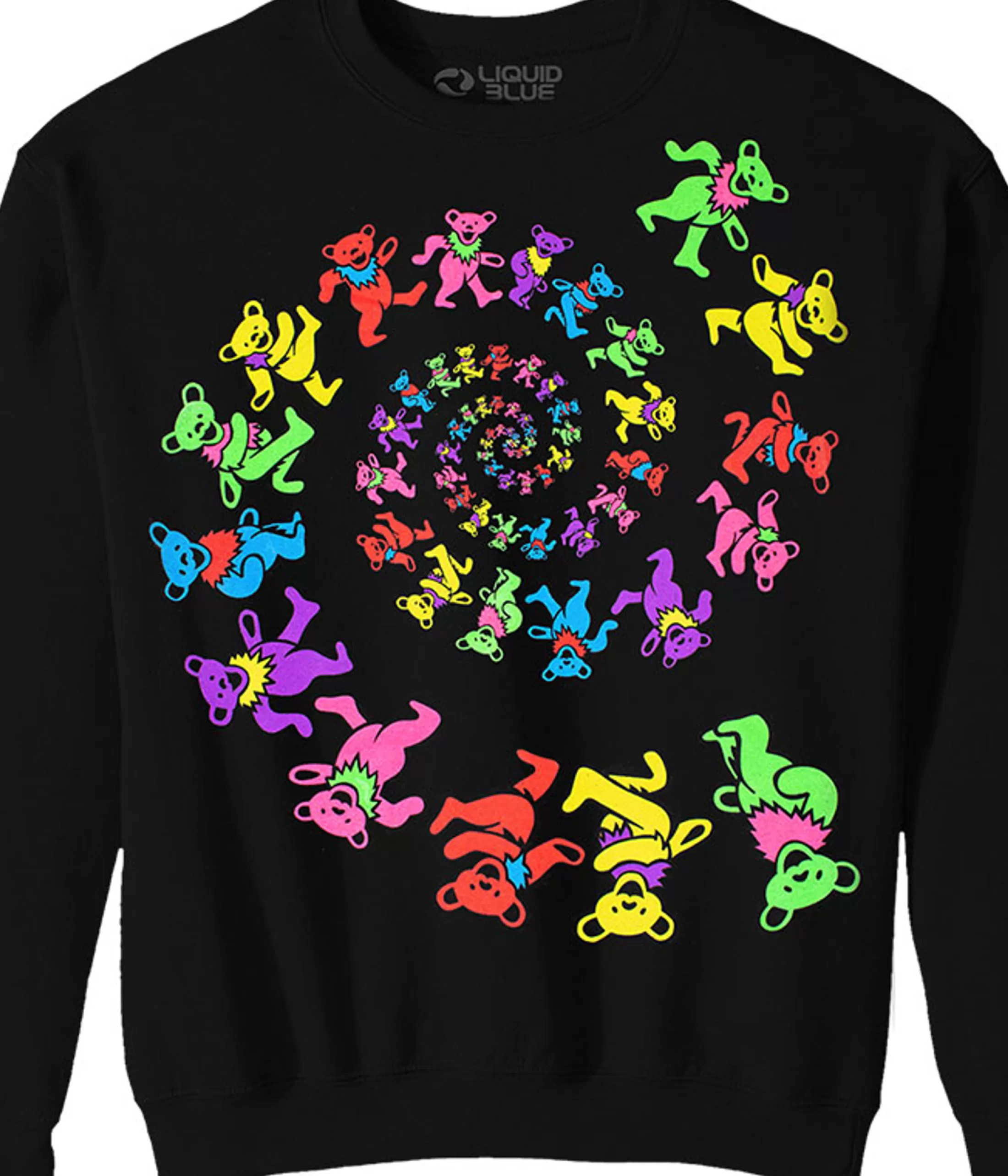 Sweatshirt | Blacklight<Liquid Blue Spiral Bears Blacklight Black Sweatshirt