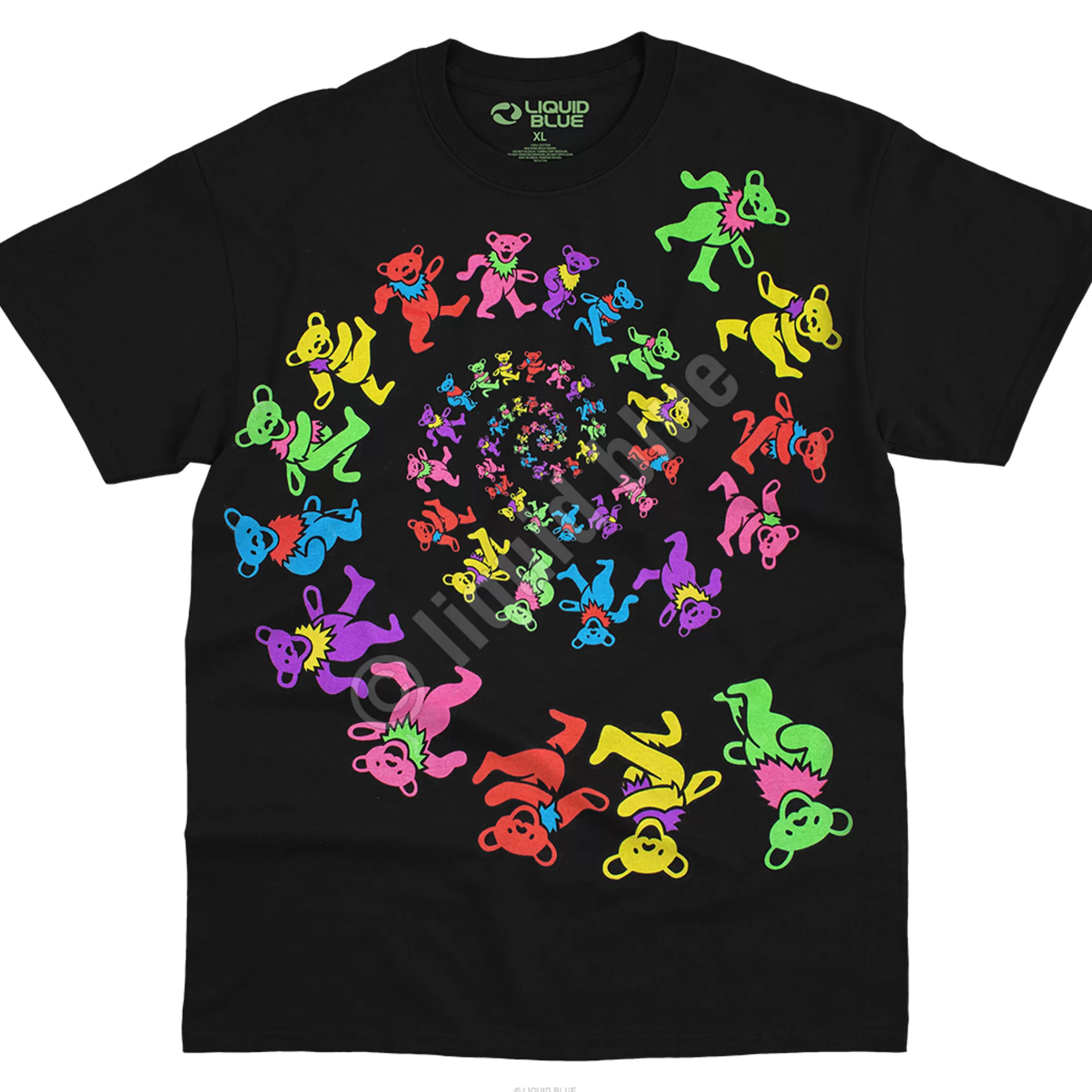 T-Shirt | Blacklight<Liquid Blue Spiral Bears Blacklight Black T-Shirt