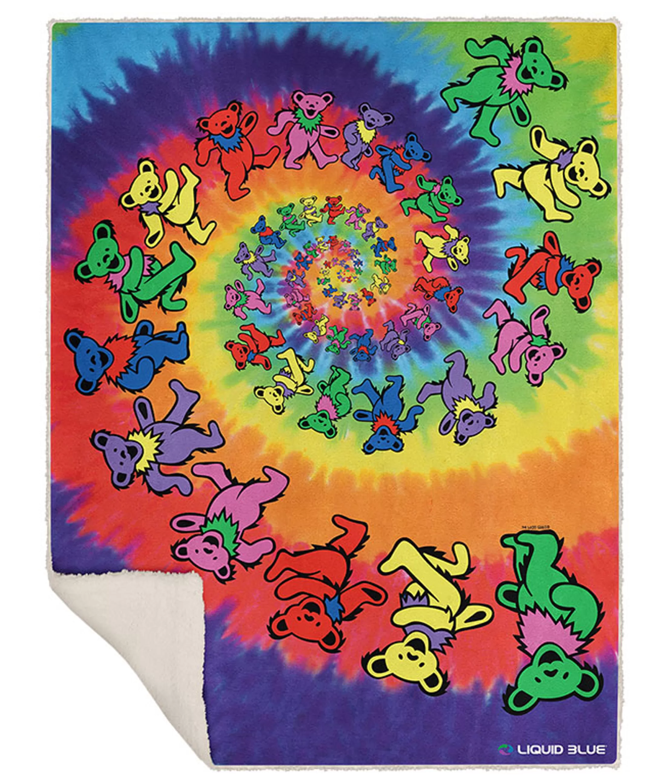 Grateful Dead<Liquid Blue Spiral Bears Fleece Throw Blanket