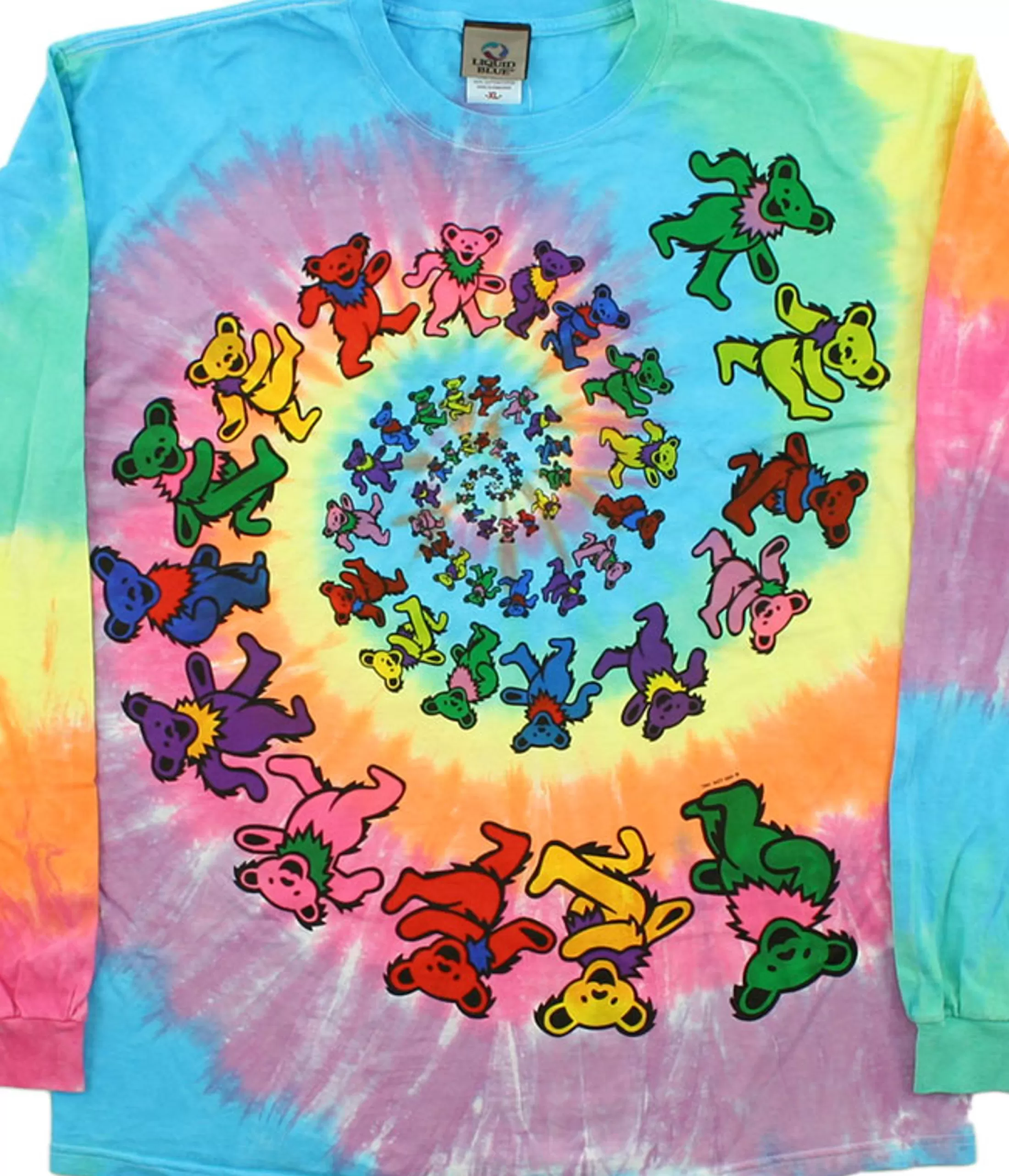 Long Sleeve | Grateful Dead<Liquid Blue Spiral Bears Tie-Dye Long Sleeve T-Shirt