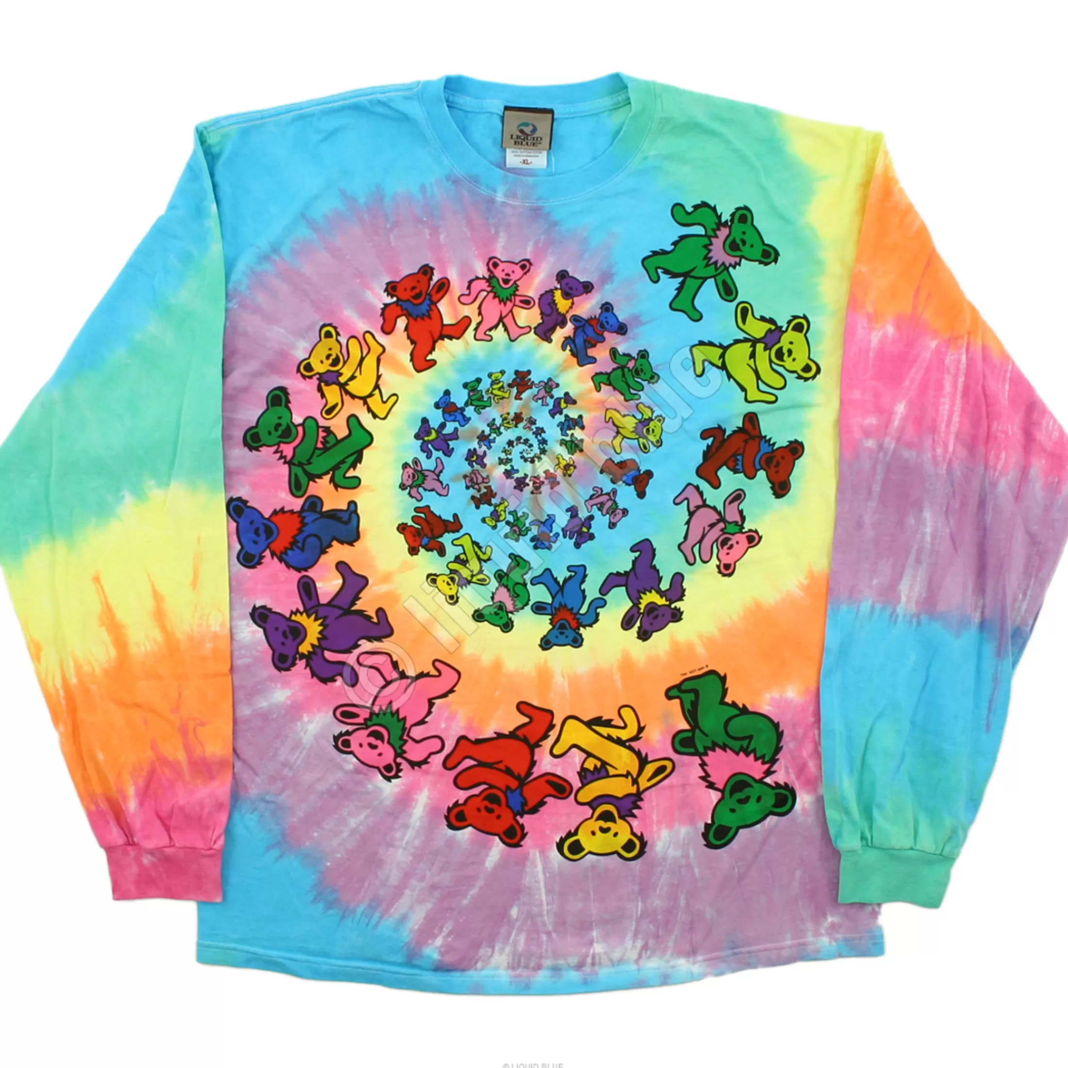 Long Sleeve | Grateful Dead<Liquid Blue Spiral Bears Tie-Dye Long Sleeve T-Shirt