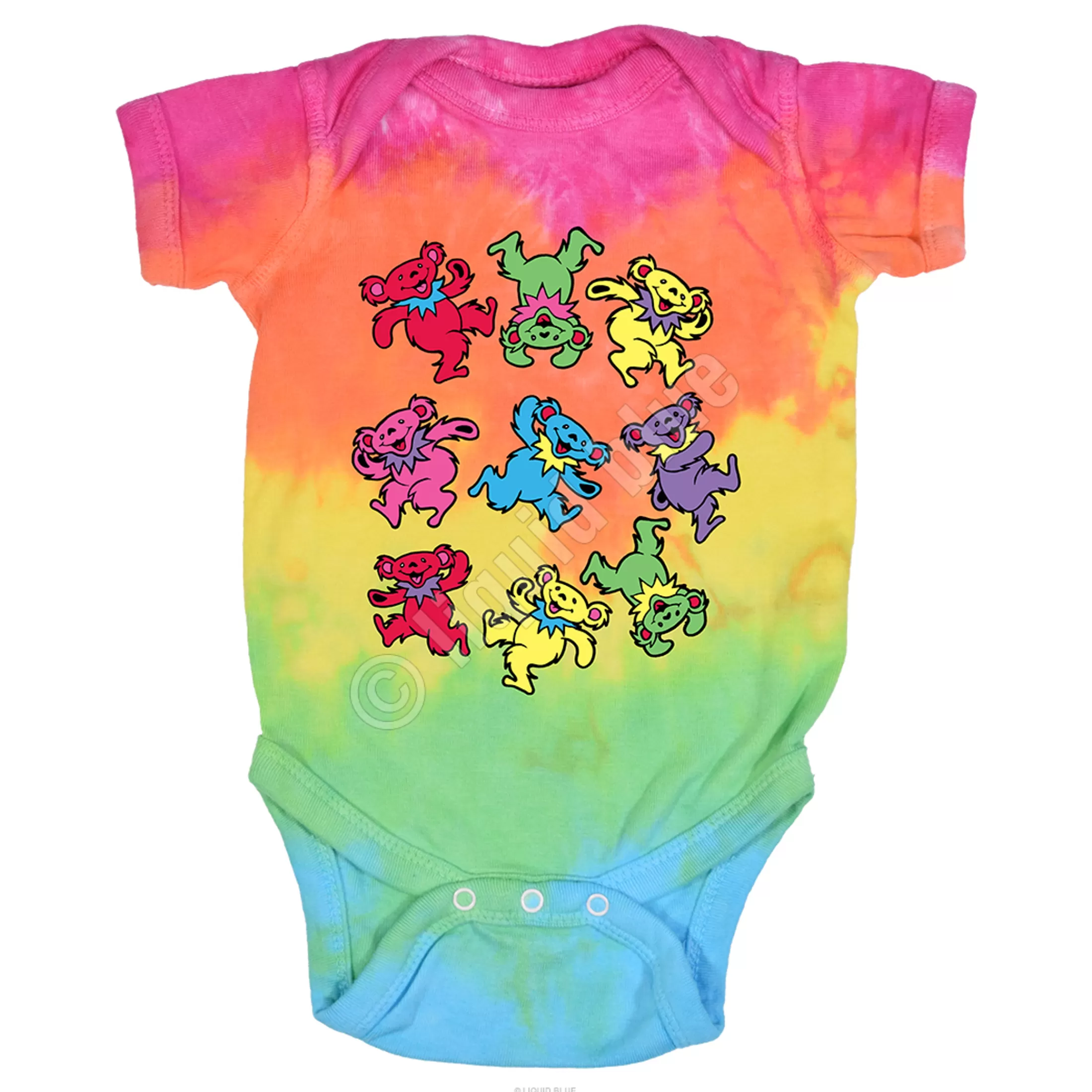 Onesies | Grateful Dead<Liquid Blue Spiral Bears Tie-Dye Onesie