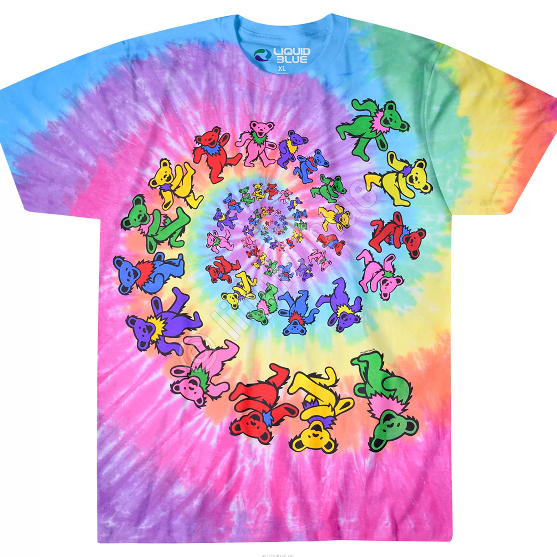 T-Shirt | Grateful Dead<Liquid Blue Spiral Bears Tie-Dye T-Shirt