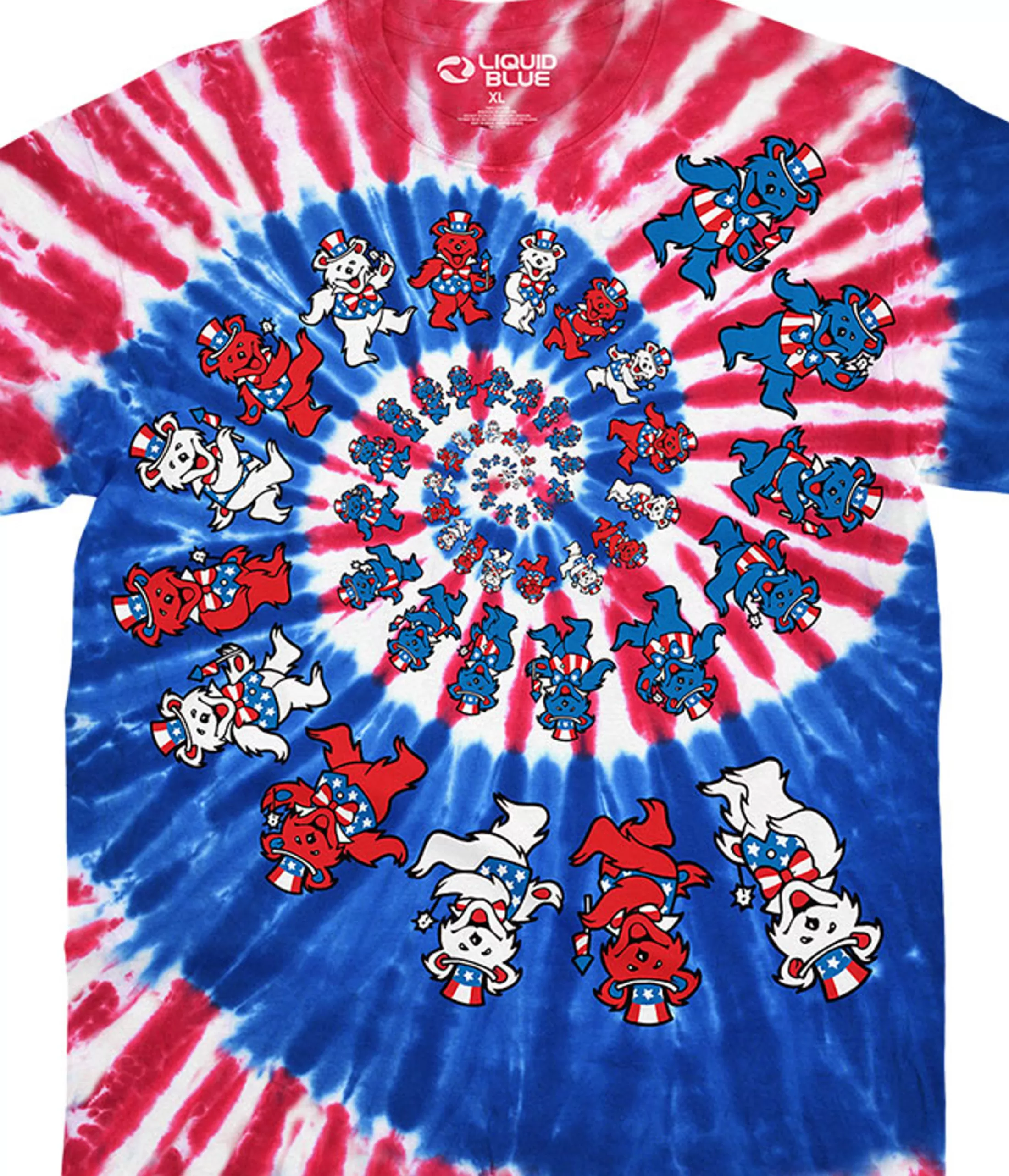 T-Shirt<Liquid Blue Spiral Patriotic Bears Tie-Dye T-Shirt