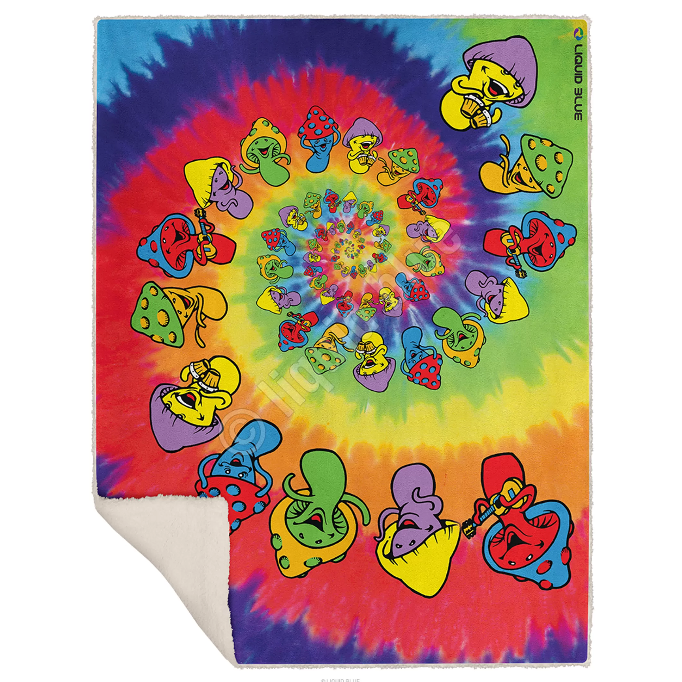 Light Fantasy<Liquid Blue Spiral Shrooms Fleece Throw Blanket