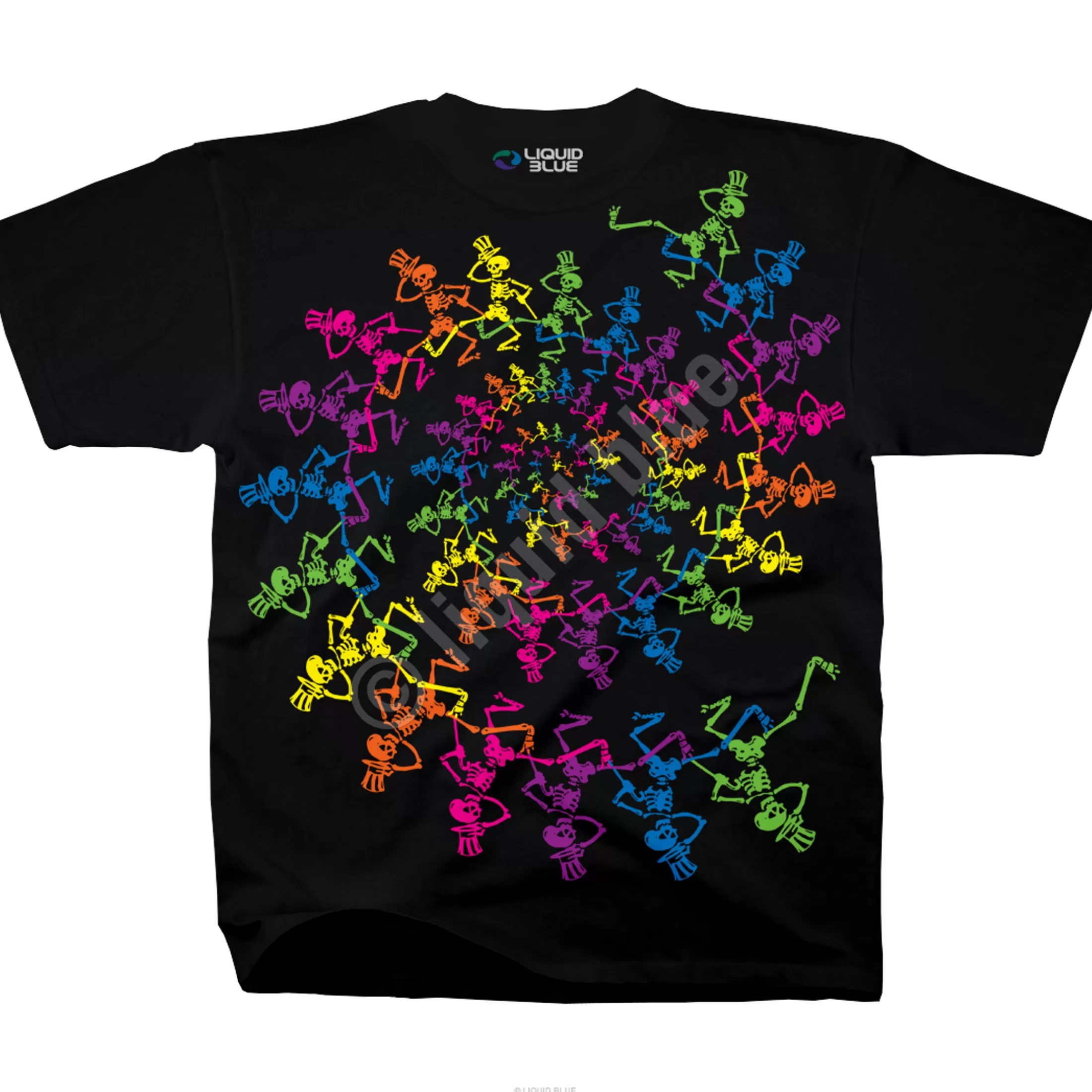 T-Shirt | Grateful Dead<Liquid Blue Spiral Skeletons Black T-Shirt