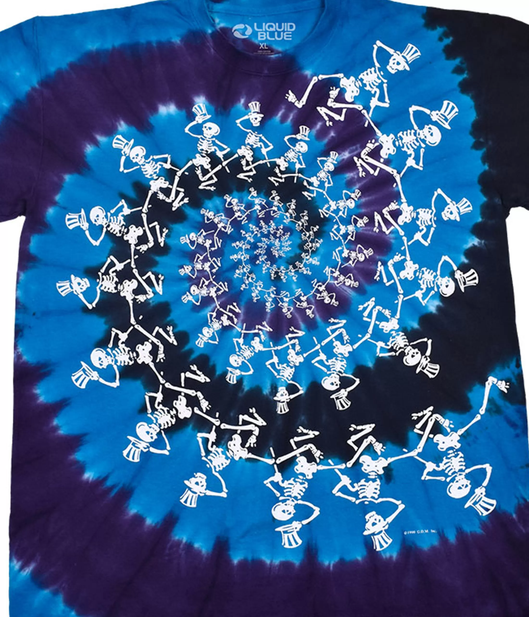 T-Shirt | Grateful Dead<Liquid Blue Spiral Skeletons Tie-Dye T-Shirt