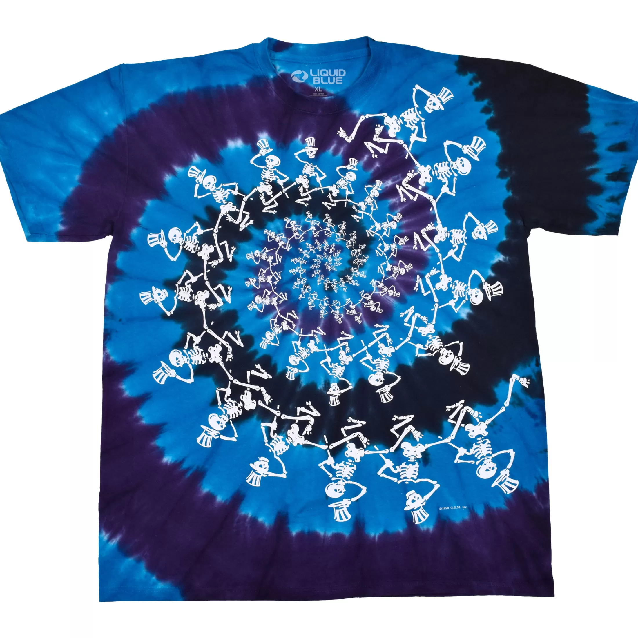 T-Shirt | Grateful Dead<Liquid Blue Spiral Skeletons Tie-Dye T-Shirt