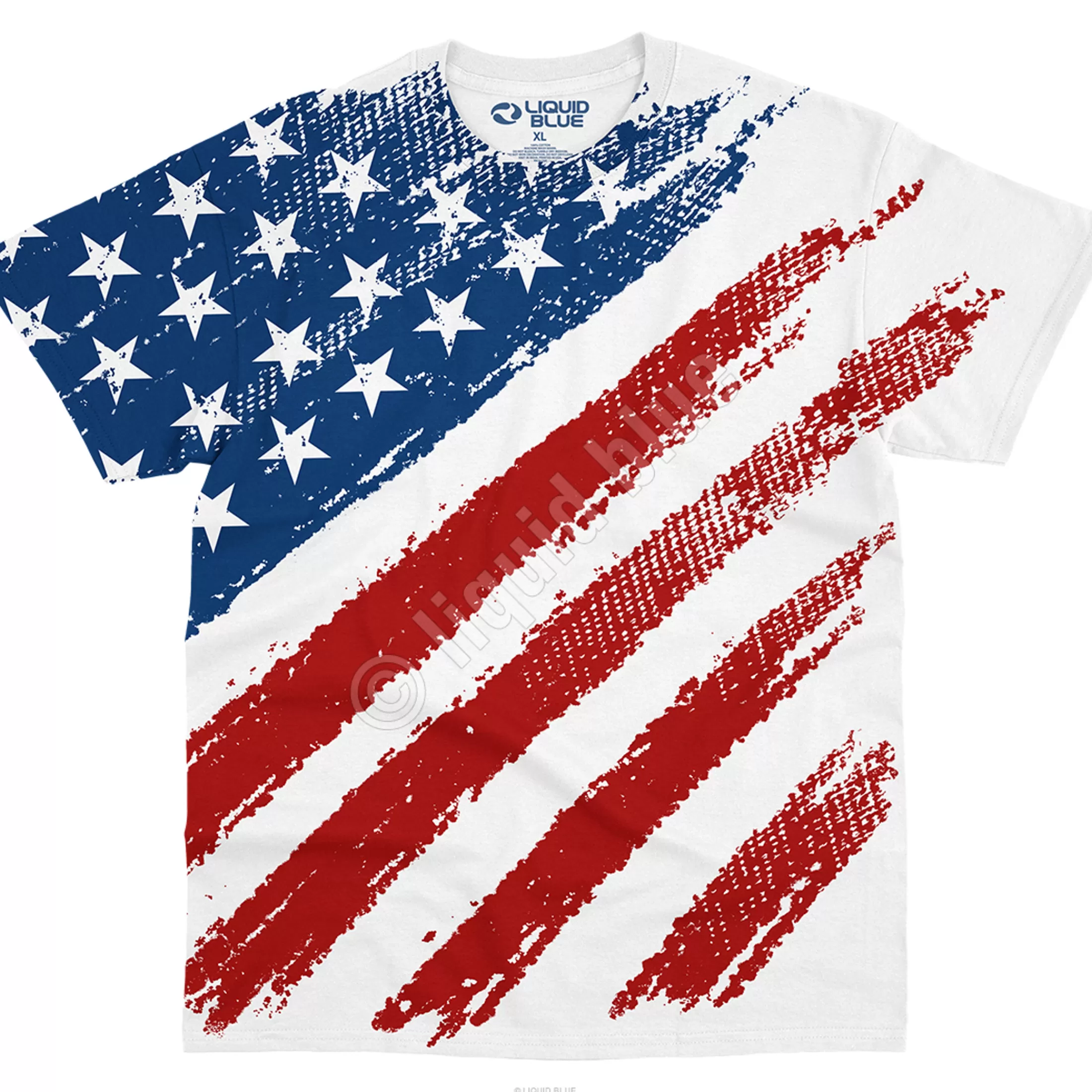 T-Shirt | Americana<Liquid Blue Star Spangled Banner White T-Shirt