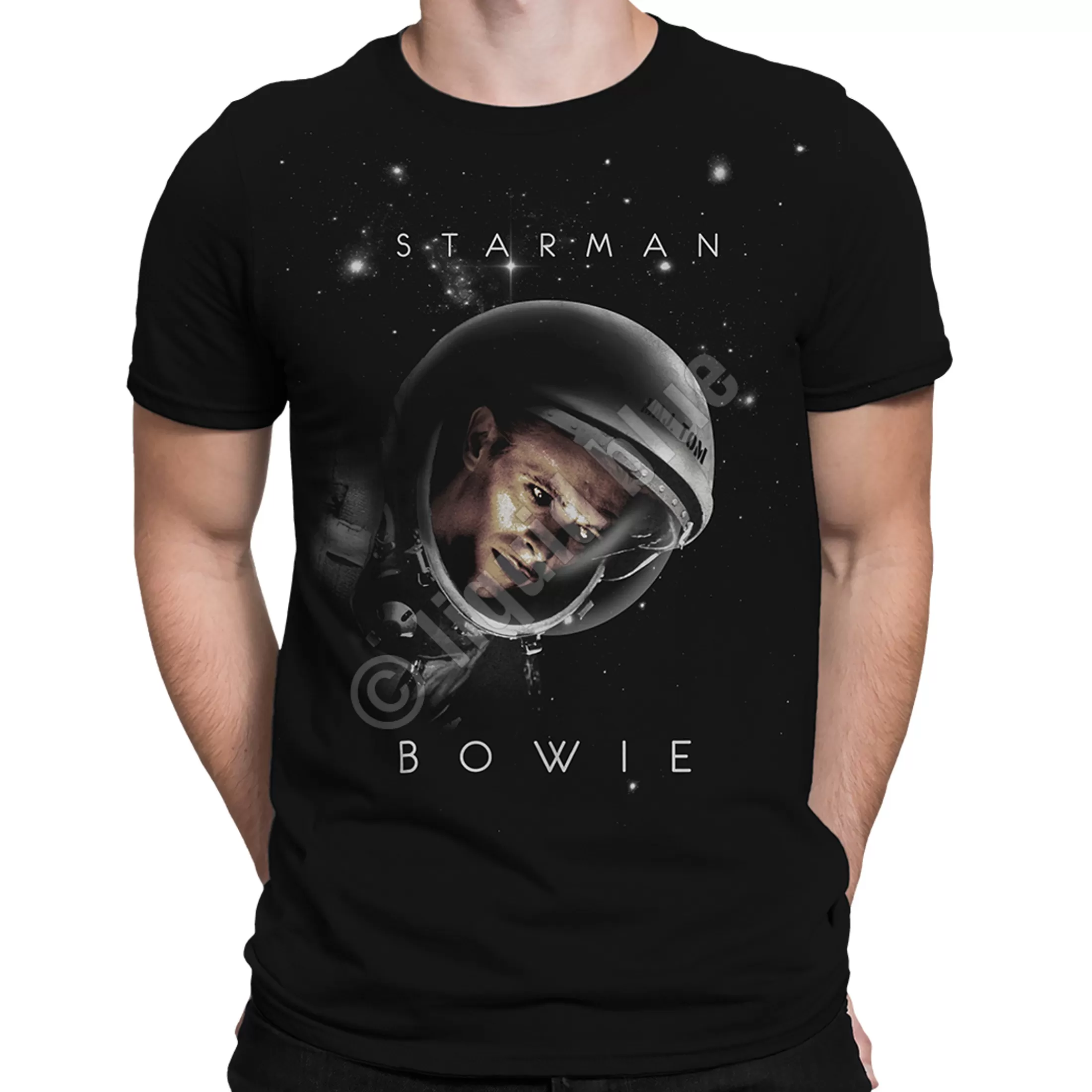 T-Shirt | David Bowie<Liquid Blue Starman Black T-Shirt