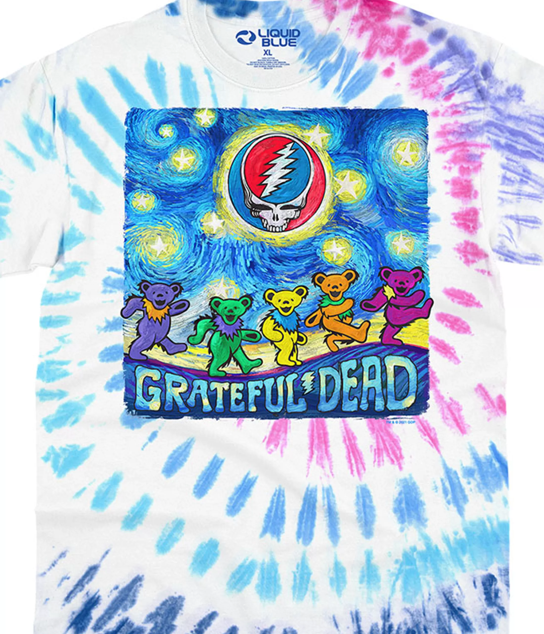 T-Shirt | Grateful Dead<Liquid Blue Starry Bears Tie-Dye T-Shirt