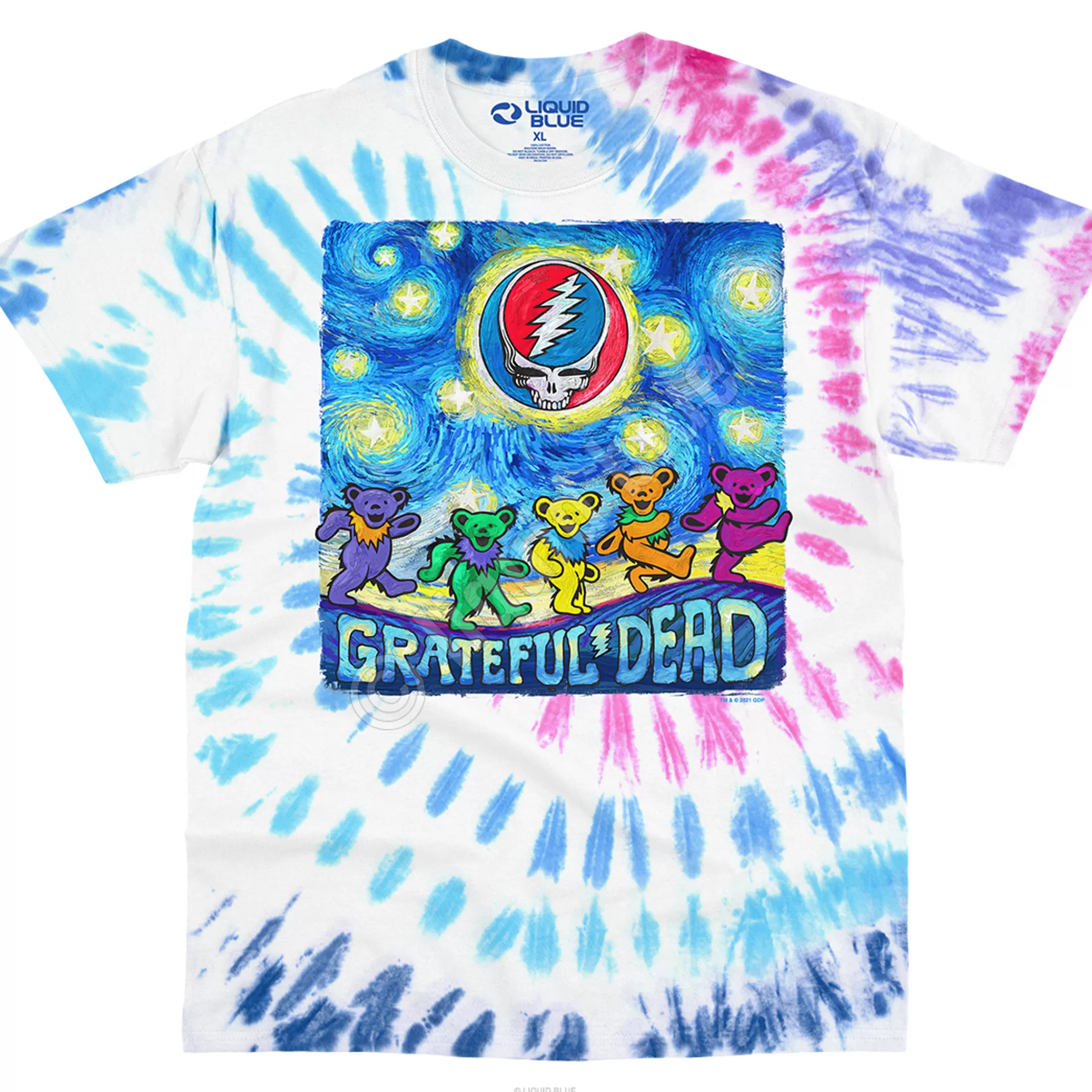 T-Shirt | Grateful Dead<Liquid Blue Starry Bears Tie-Dye T-Shirt