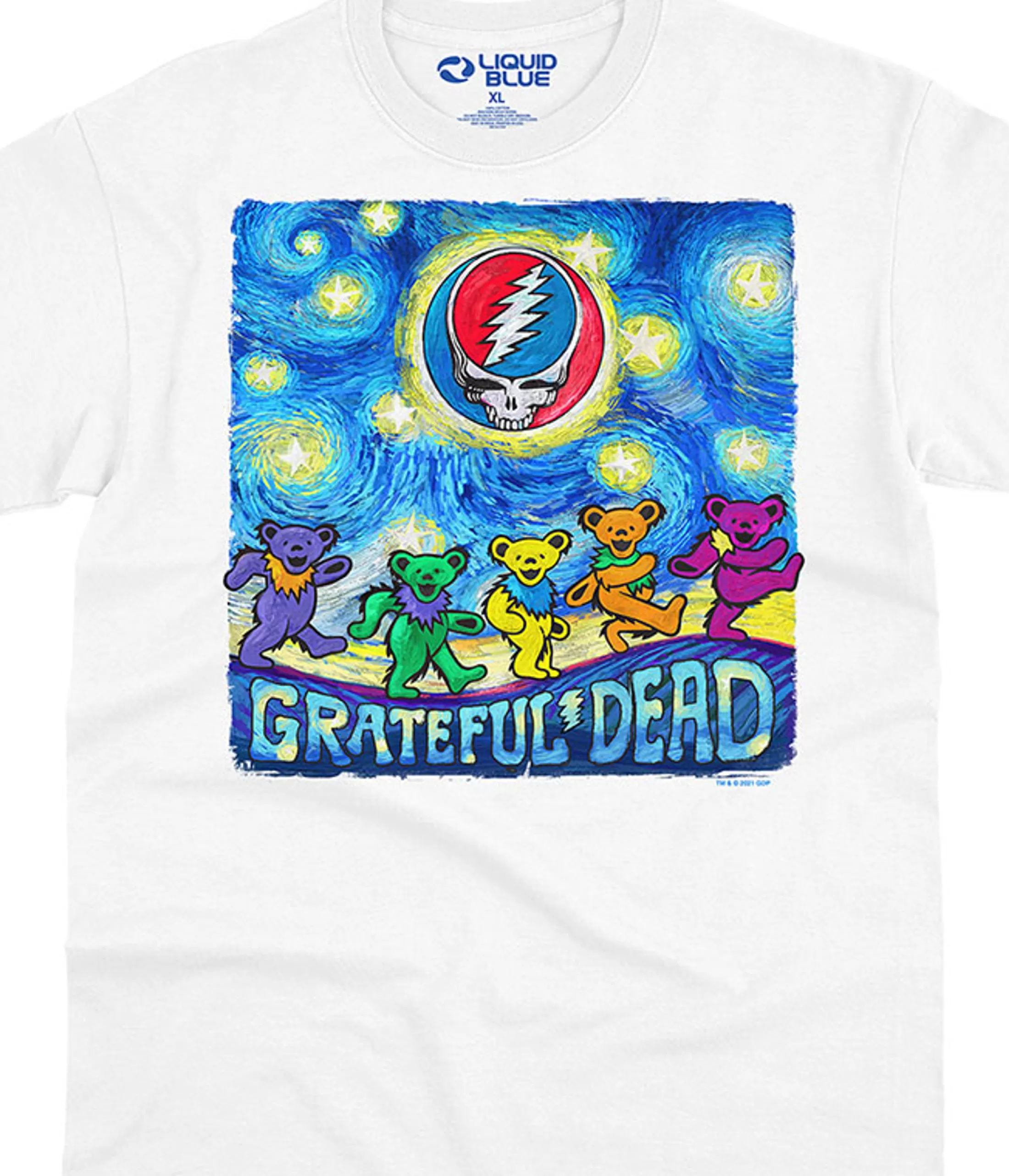 T-Shirt | Grateful Dead<Liquid Blue Starry Bears White T-Shirt