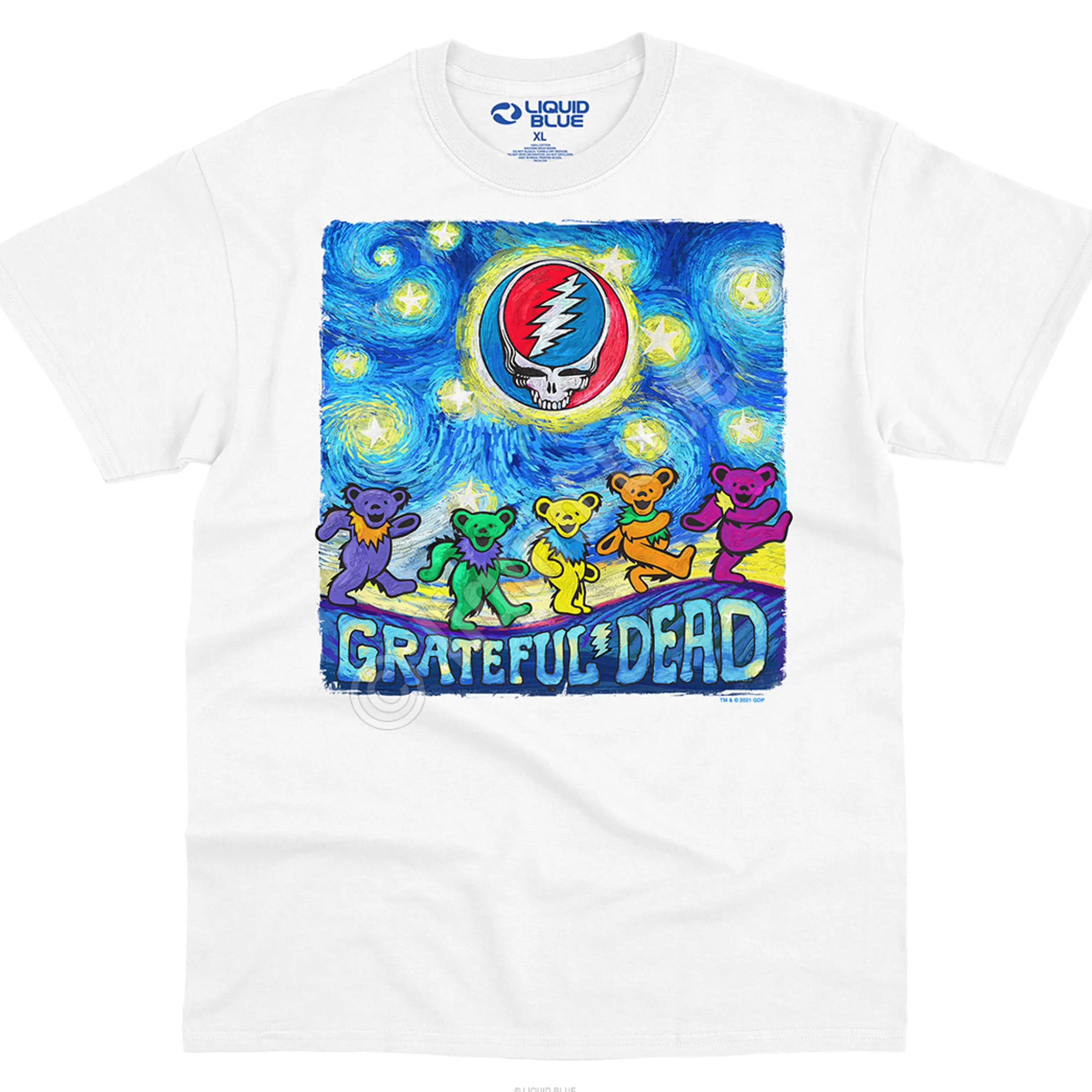 T-Shirt | Grateful Dead<Liquid Blue Starry Bears White T-Shirt