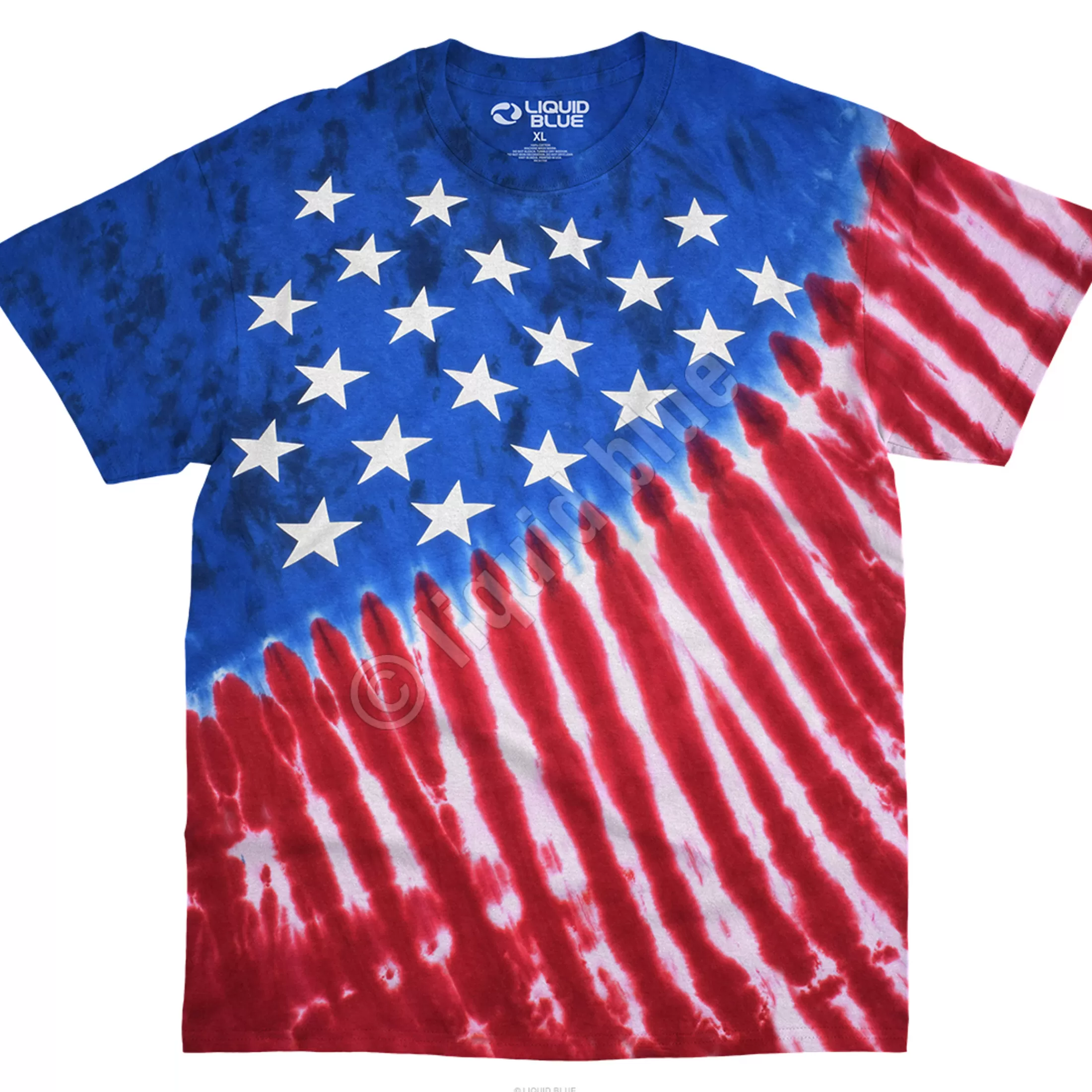 T-Shirt | Americana<Liquid Blue Stars And Stripes Tie-Dye T-Shirt