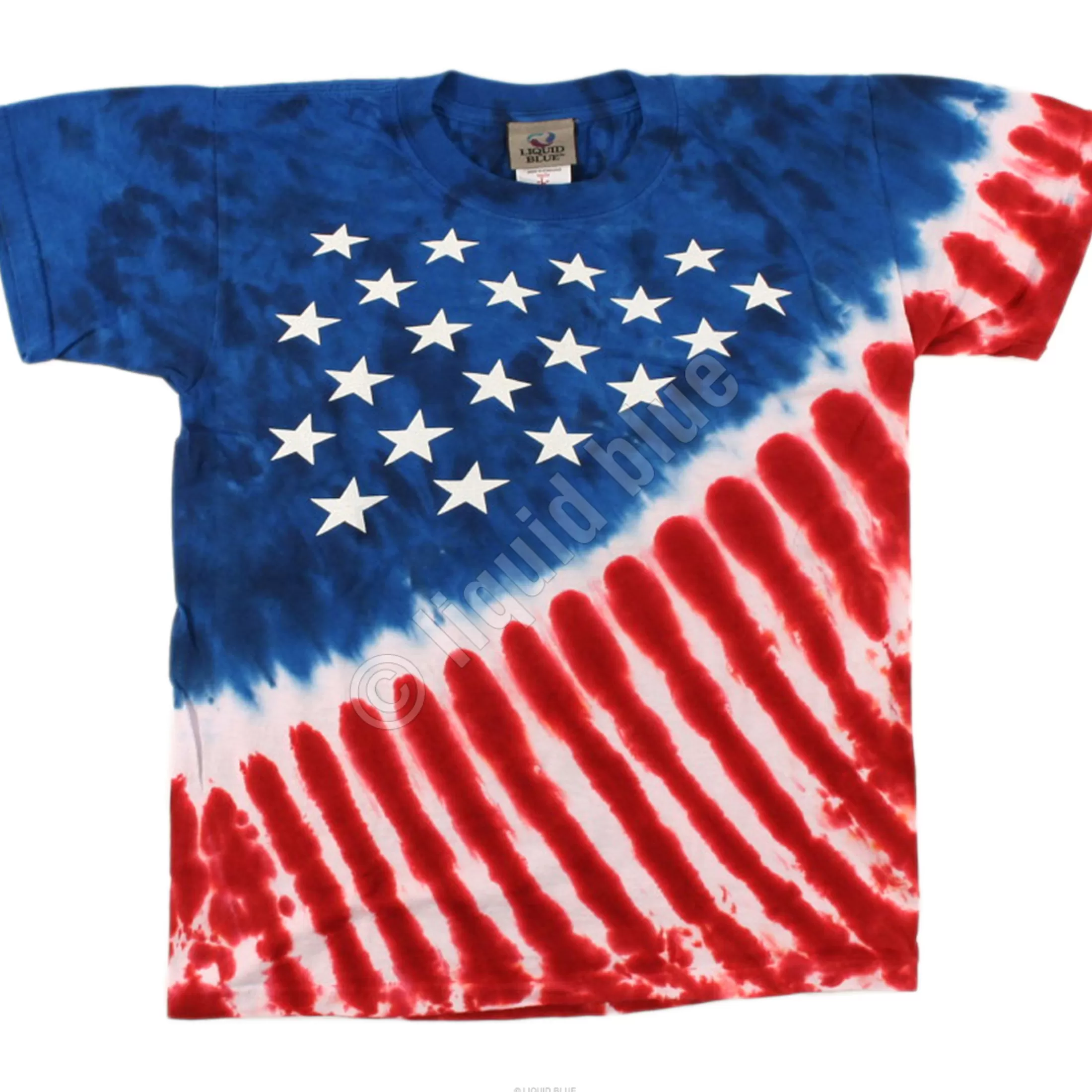 Youth | Americana<Liquid Blue Stars And Stripes Youth Tie-Dye T-Shirt