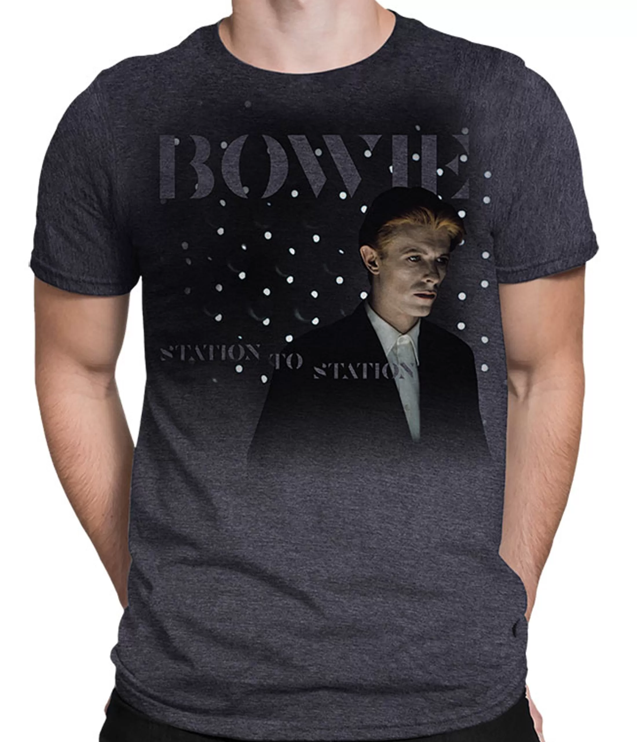 Poly-Cotton T-Shirt | David Bowie<Liquid Blue Station to Station Dark Heather Poly-Cotton T-Shirt