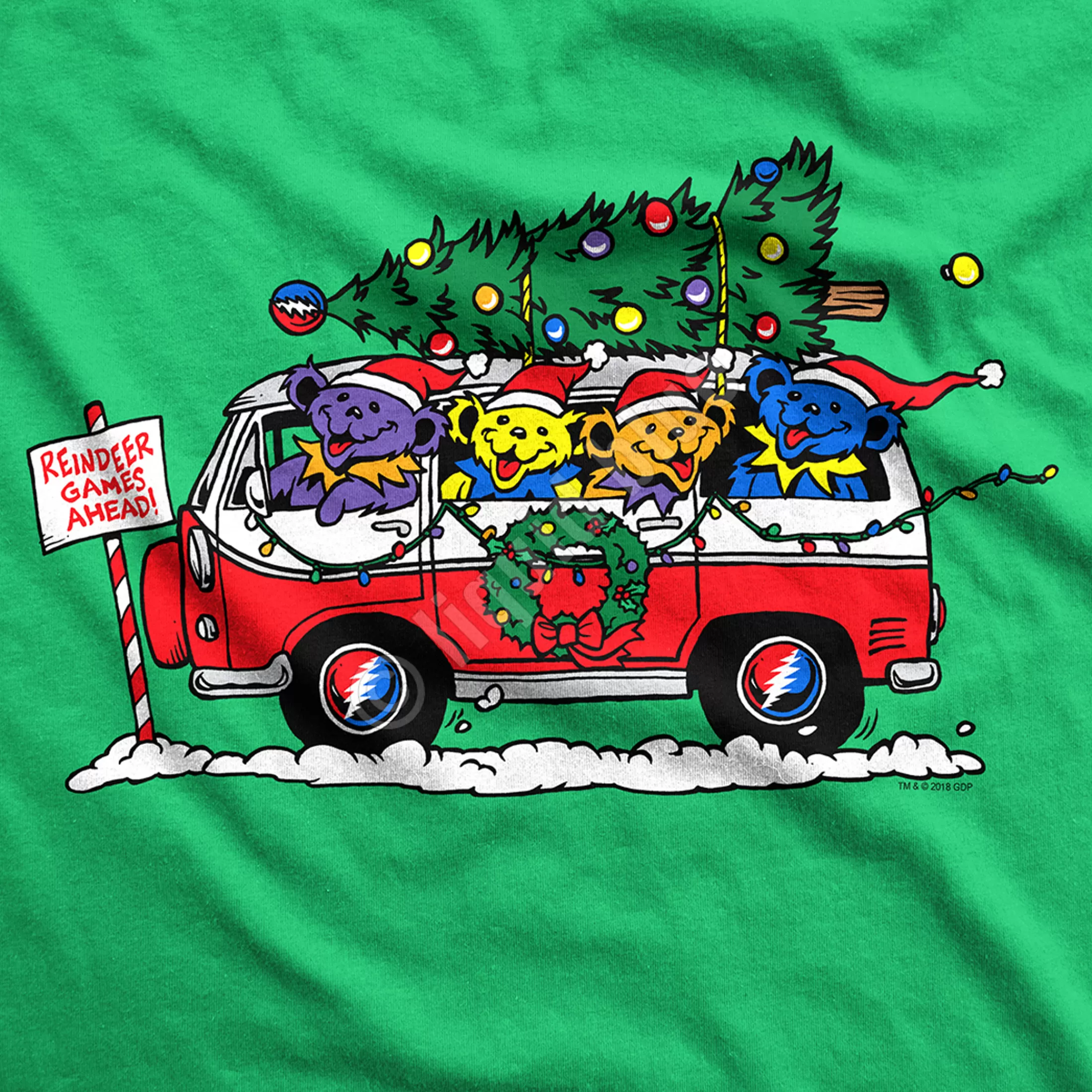 T-Shirt | Grateful Dead<Liquid Blue Steal Your Christmas Tree Green Athletic T-Shirt