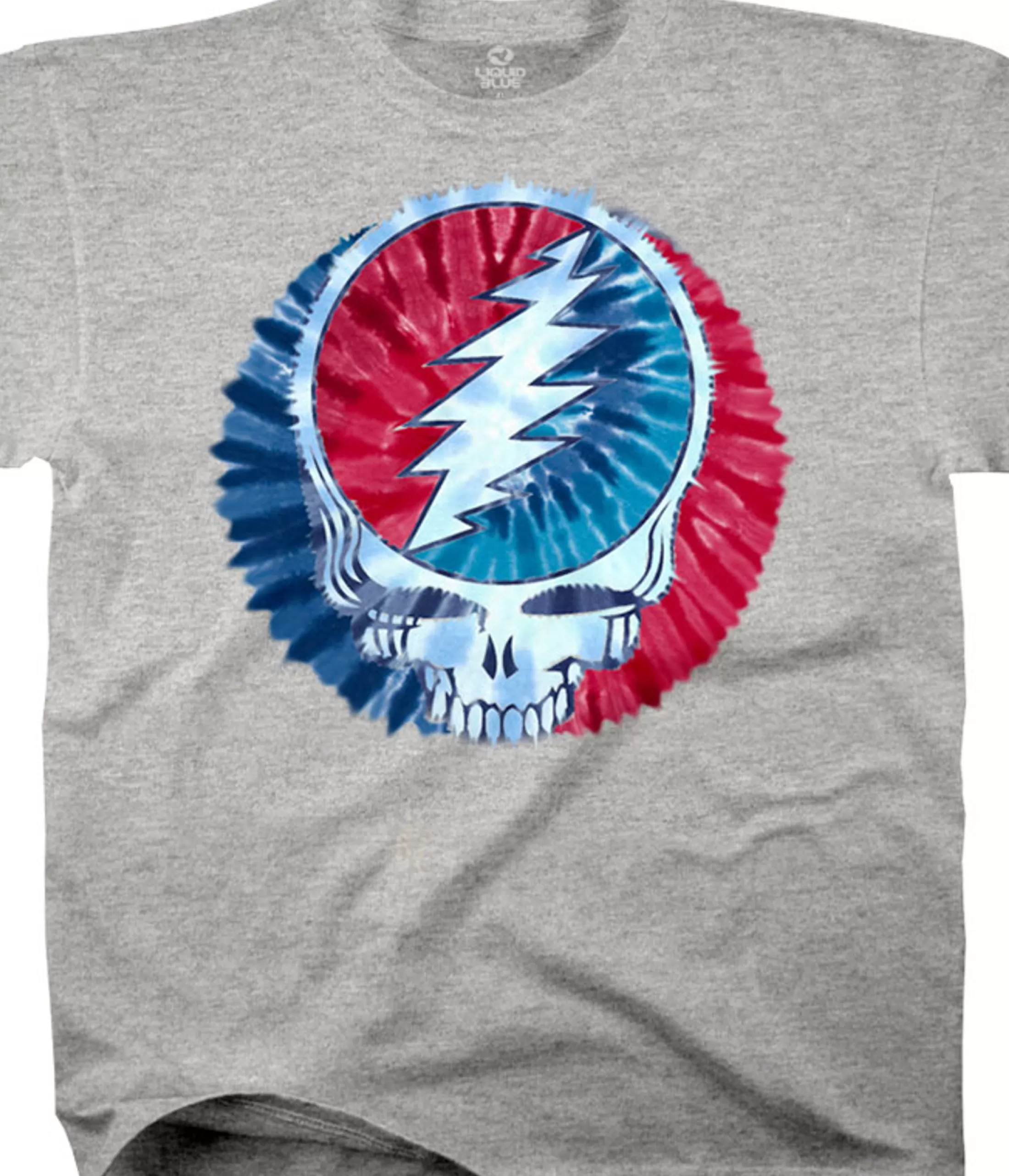 Cotton Viscose T-Shirt | Grateful Dead<Liquid Blue Steal Your Dye Heather Grey Cotton Viscose T-Shirt