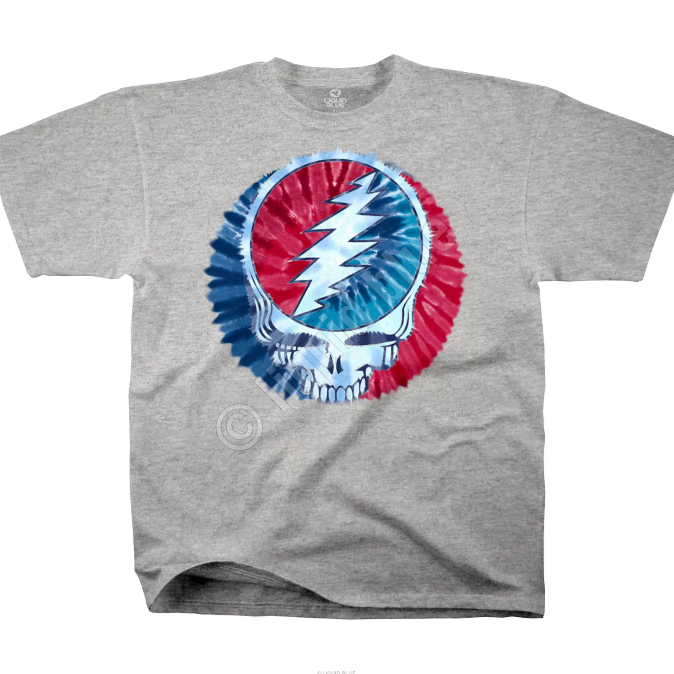 Cotton Viscose T-Shirt | Grateful Dead<Liquid Blue Steal Your Dye Heather Grey Cotton Viscose T-Shirt