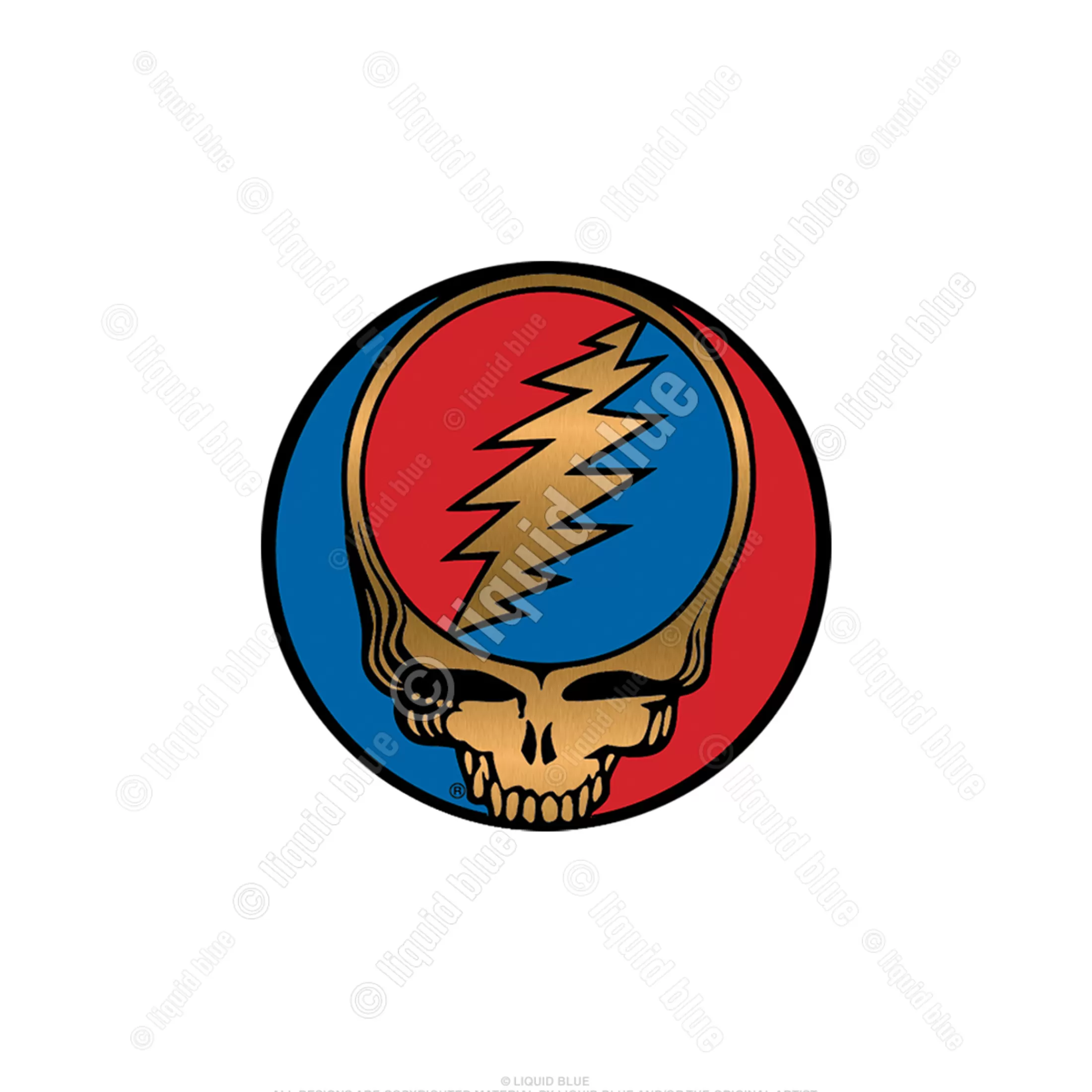 Grateful Dead<Liquid Blue Steal Your Face 1.5 Inch Metallic Sticker