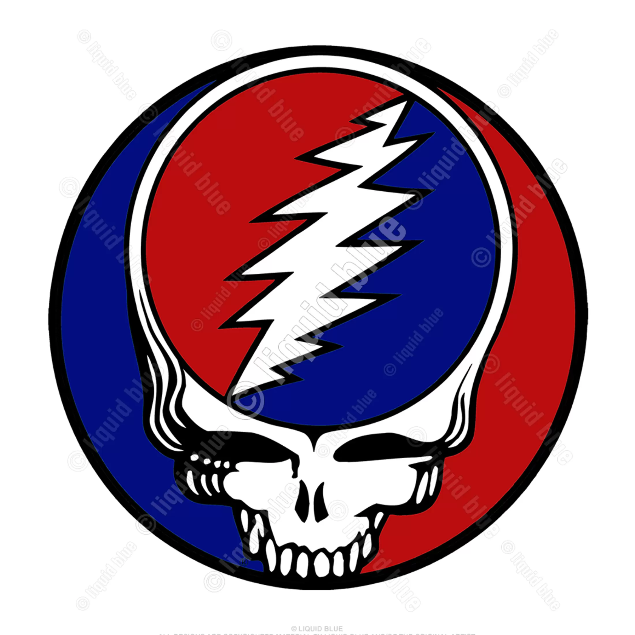 Grateful Dead<Liquid Blue Steal Your Face 4 inch Mylar Sticker (FREE GIFT)