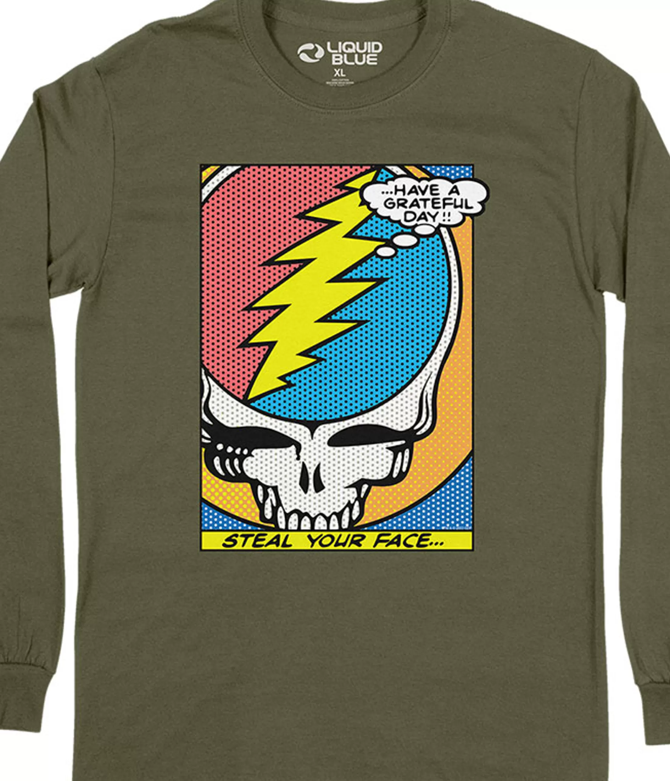 Long Sleeve | Grateful Dead<Liquid Blue Steal Your Face Pop Art Long Sleeve T-Shirt