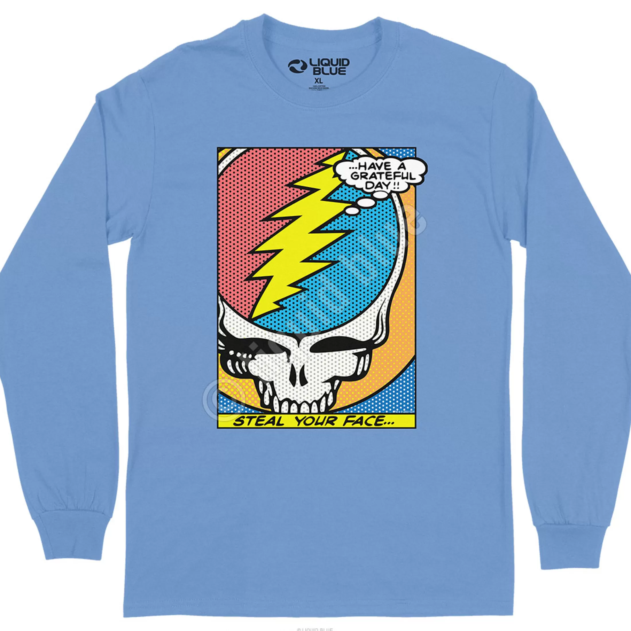 Long Sleeve | Grateful Dead<Liquid Blue Steal Your Face Pop Art Long Sleeve T-Shirt