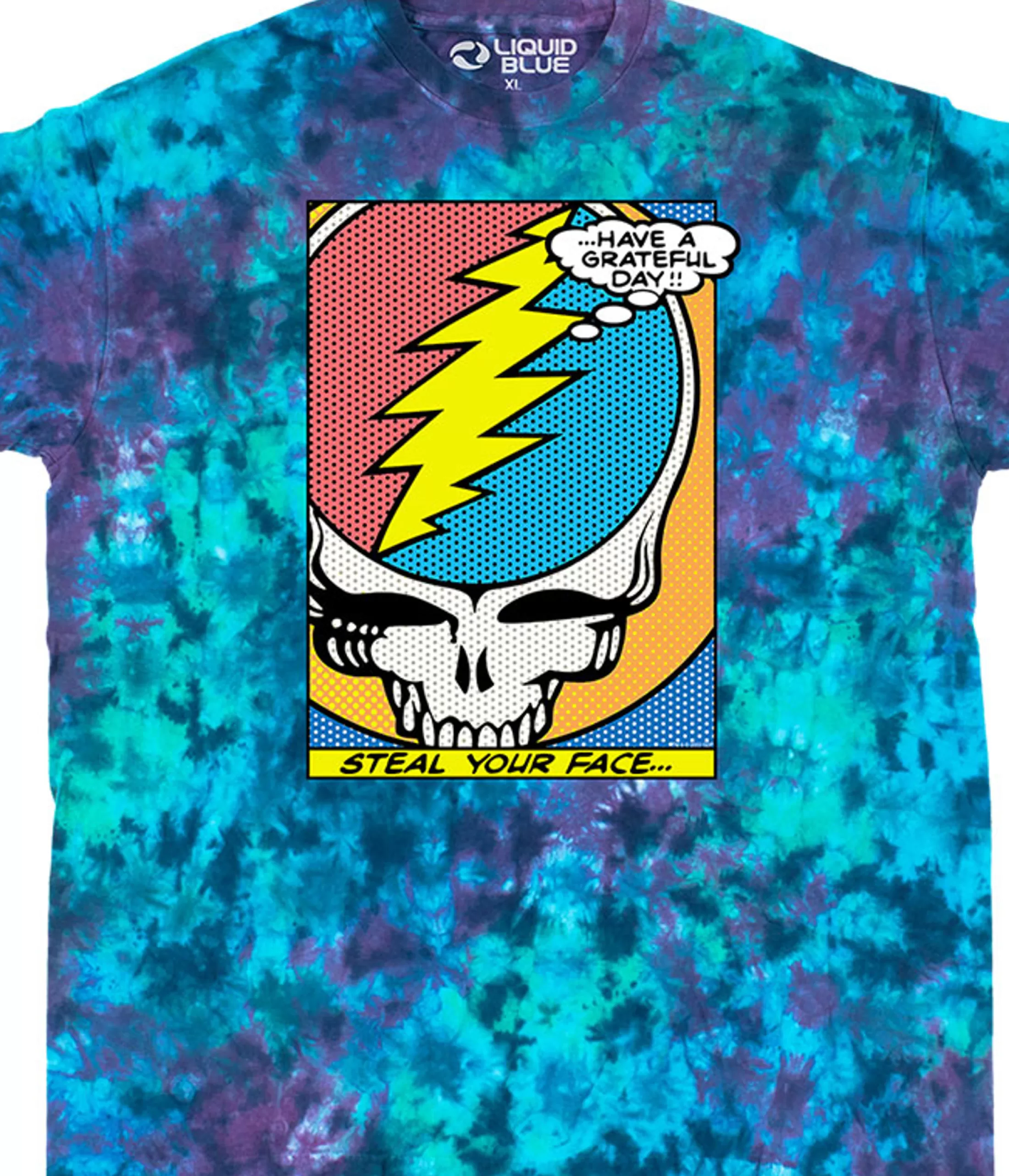 T-Shirt | Grateful Dead<Liquid Blue Steal Your Face Pop Art T-Shirt