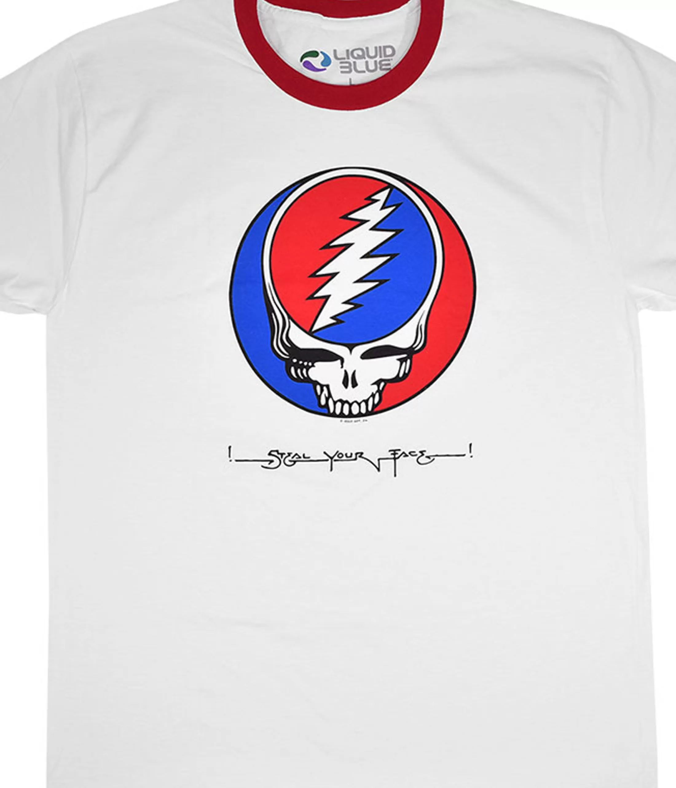 T-Shirt | Grateful Dead<Liquid Blue Steal Your Face Ringer White Ringer T-Shirt