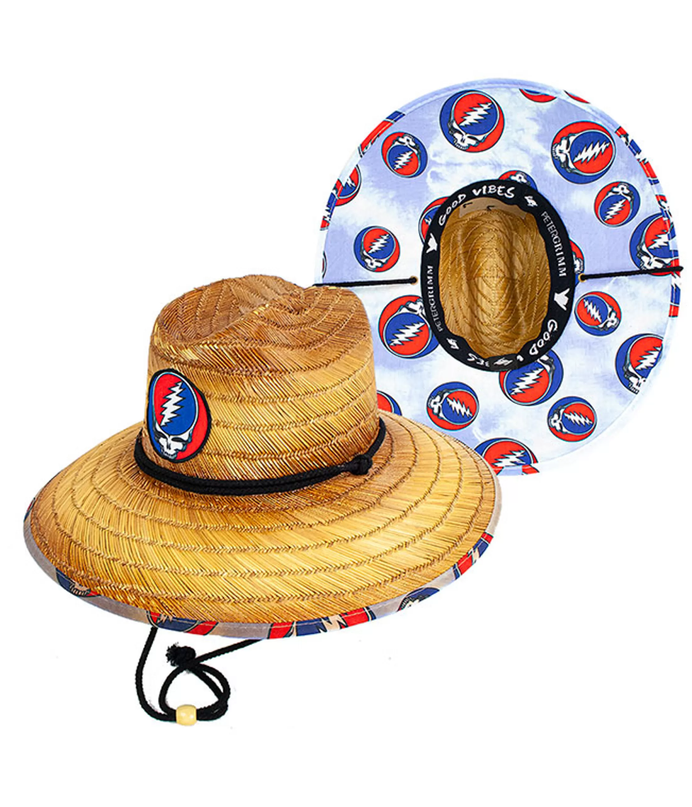 Hats | Grateful Dead<Liquid Blue Steal Your Face Straw Sun Hat