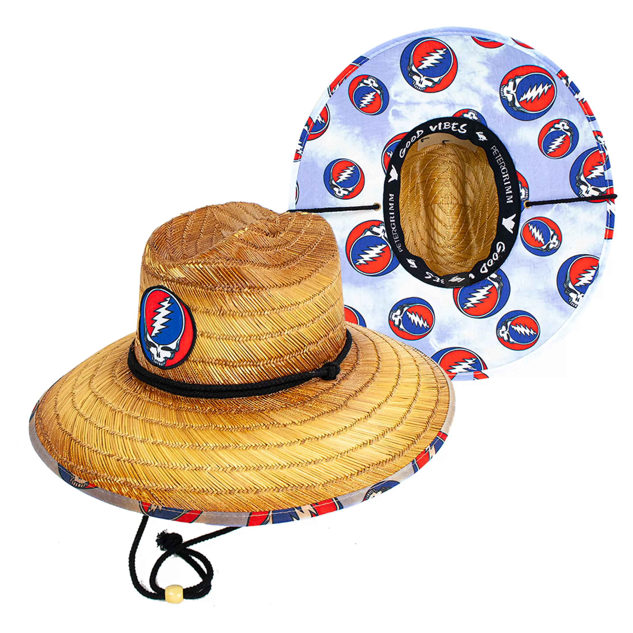 Hats | Grateful Dead<Liquid Blue Steal Your Face Straw Sun Hat