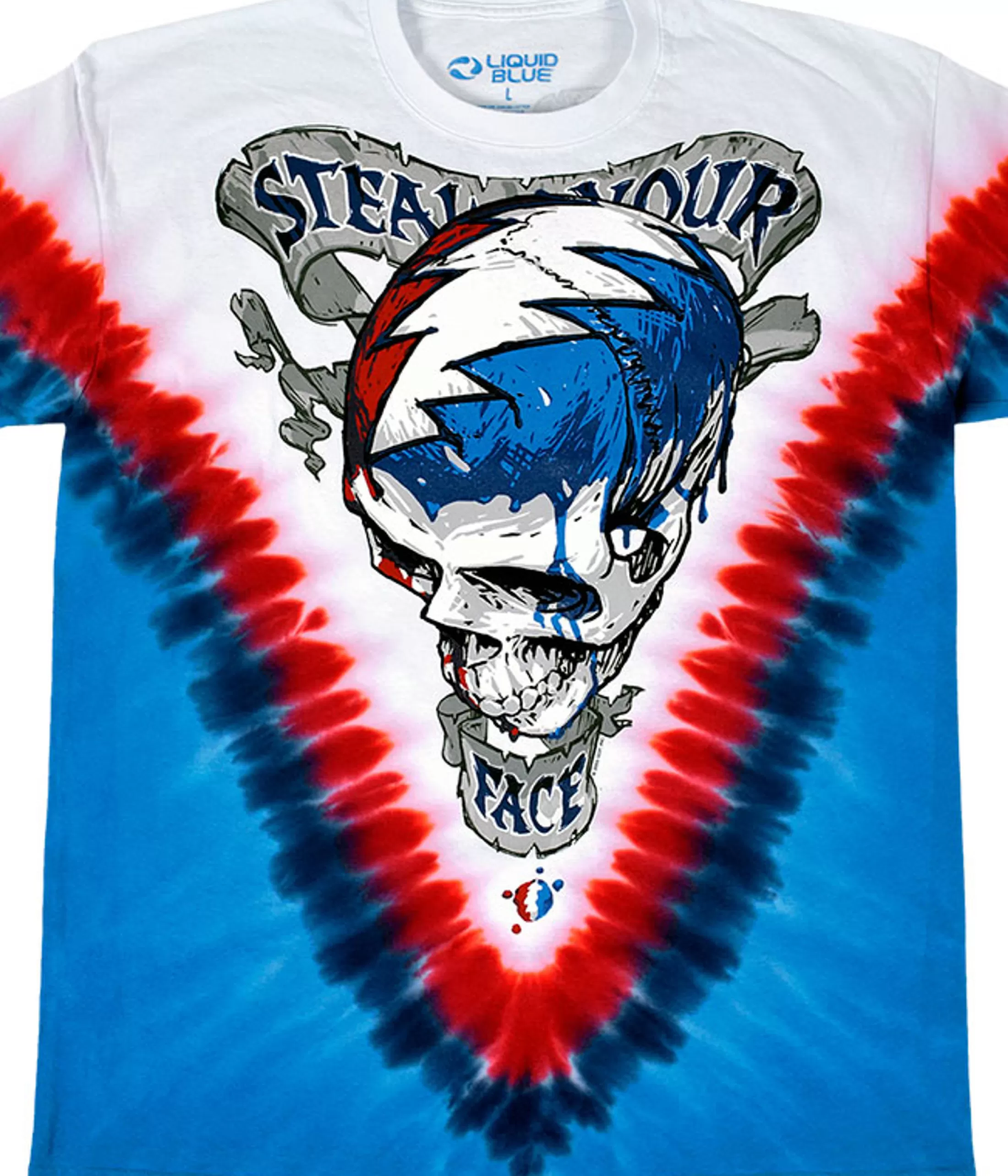 T-Shirt | Grateful Dead<Liquid Blue Steal Your Face Vdye Tie-Dye T-Shirt