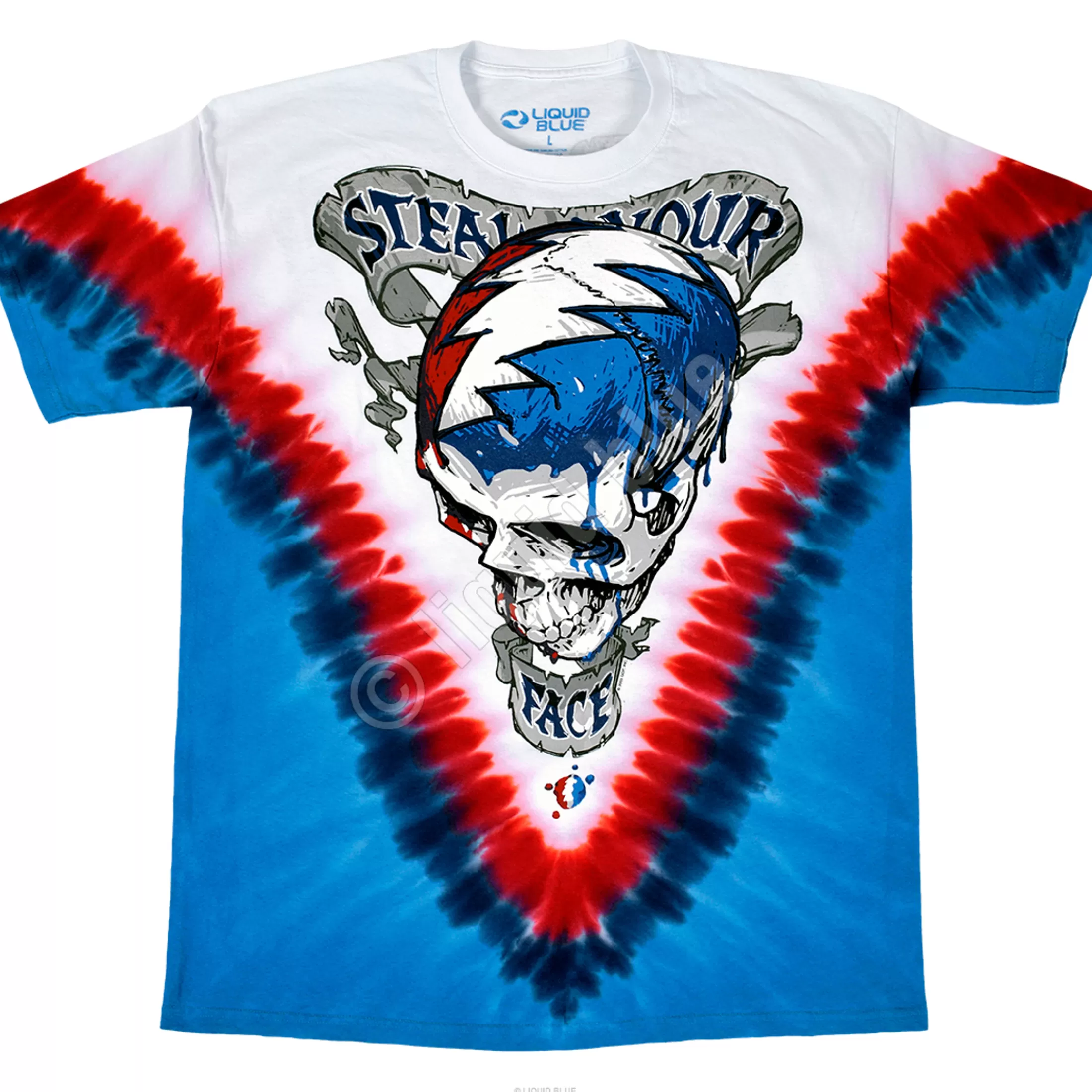 T-Shirt | Grateful Dead<Liquid Blue Steal Your Face Vdye Tie-Dye T-Shirt