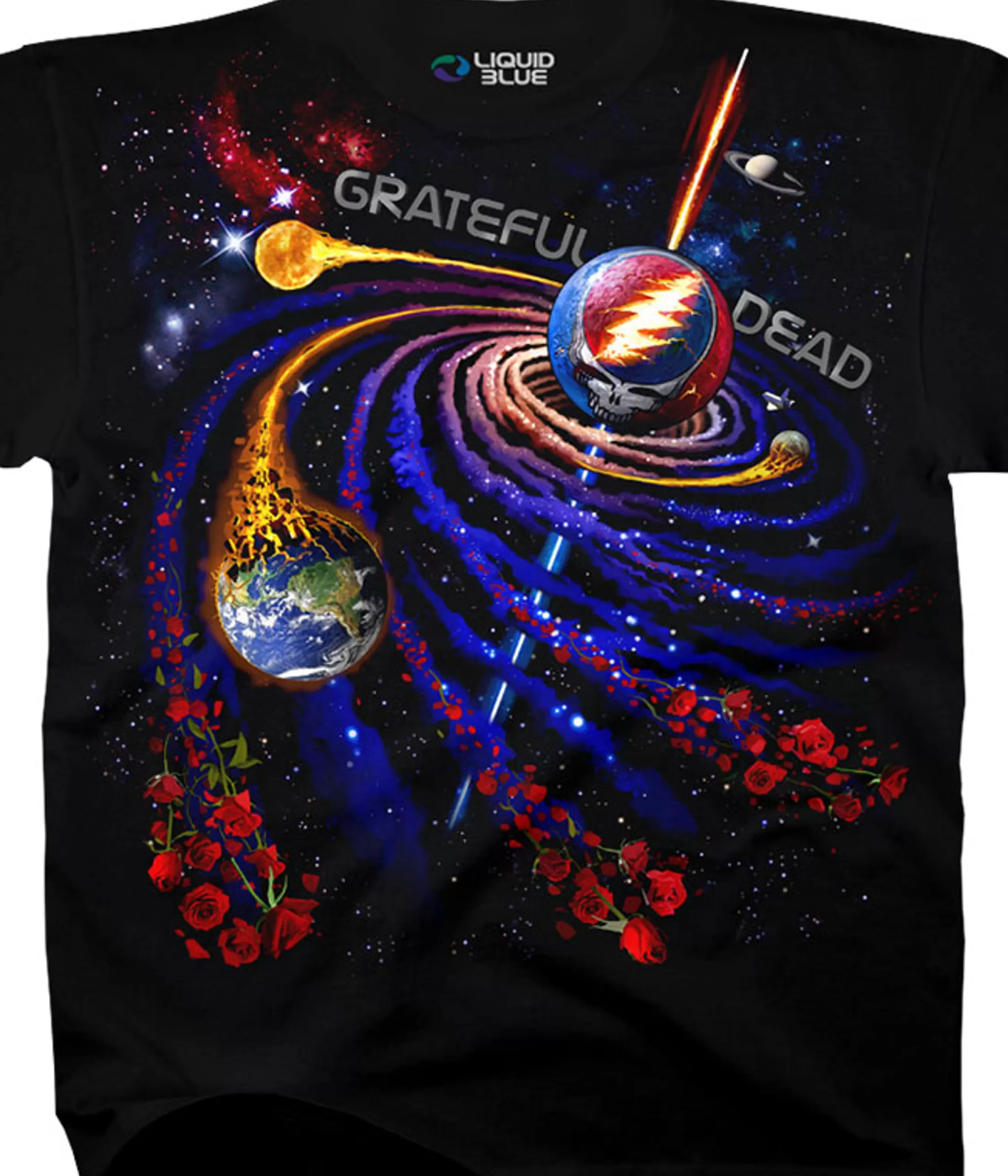 T-Shirt | Grateful Dead<Liquid Blue Steal Your Orbit Black T-Shirt