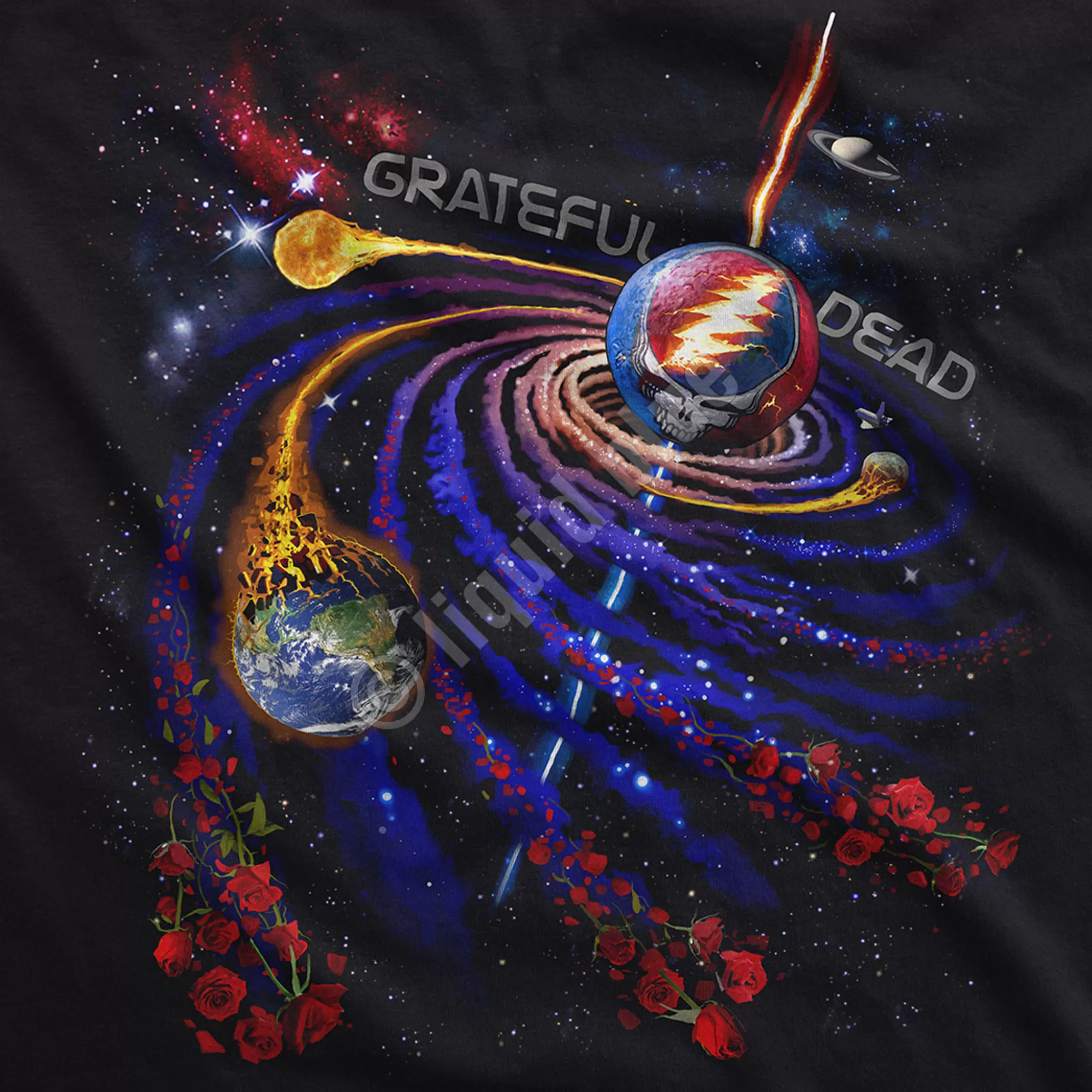 T-Shirt | Grateful Dead<Liquid Blue Steal Your Orbit Black T-Shirt