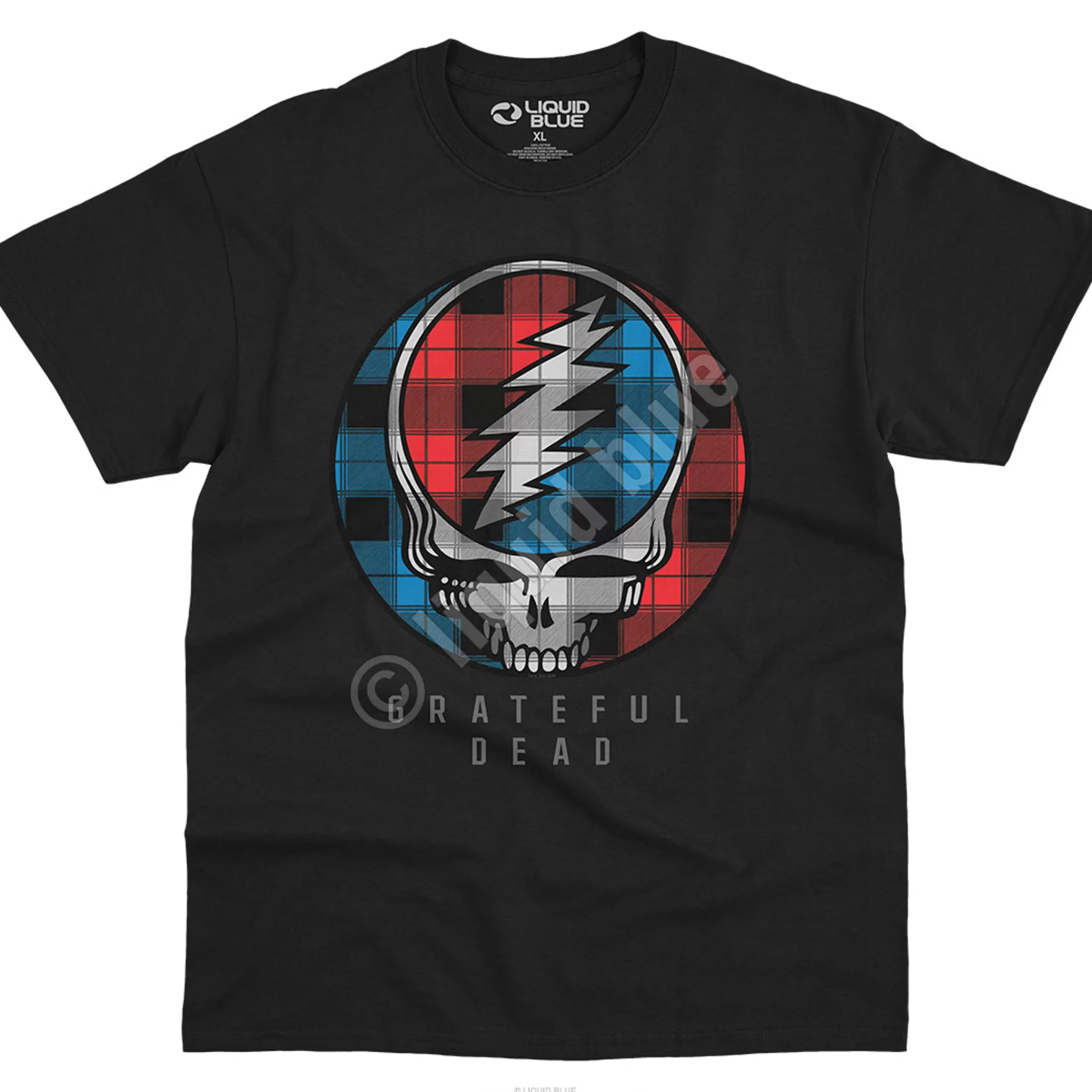 T-Shirt | Grateful Dead<Liquid Blue Steal Your Plaid Black T-Shirt