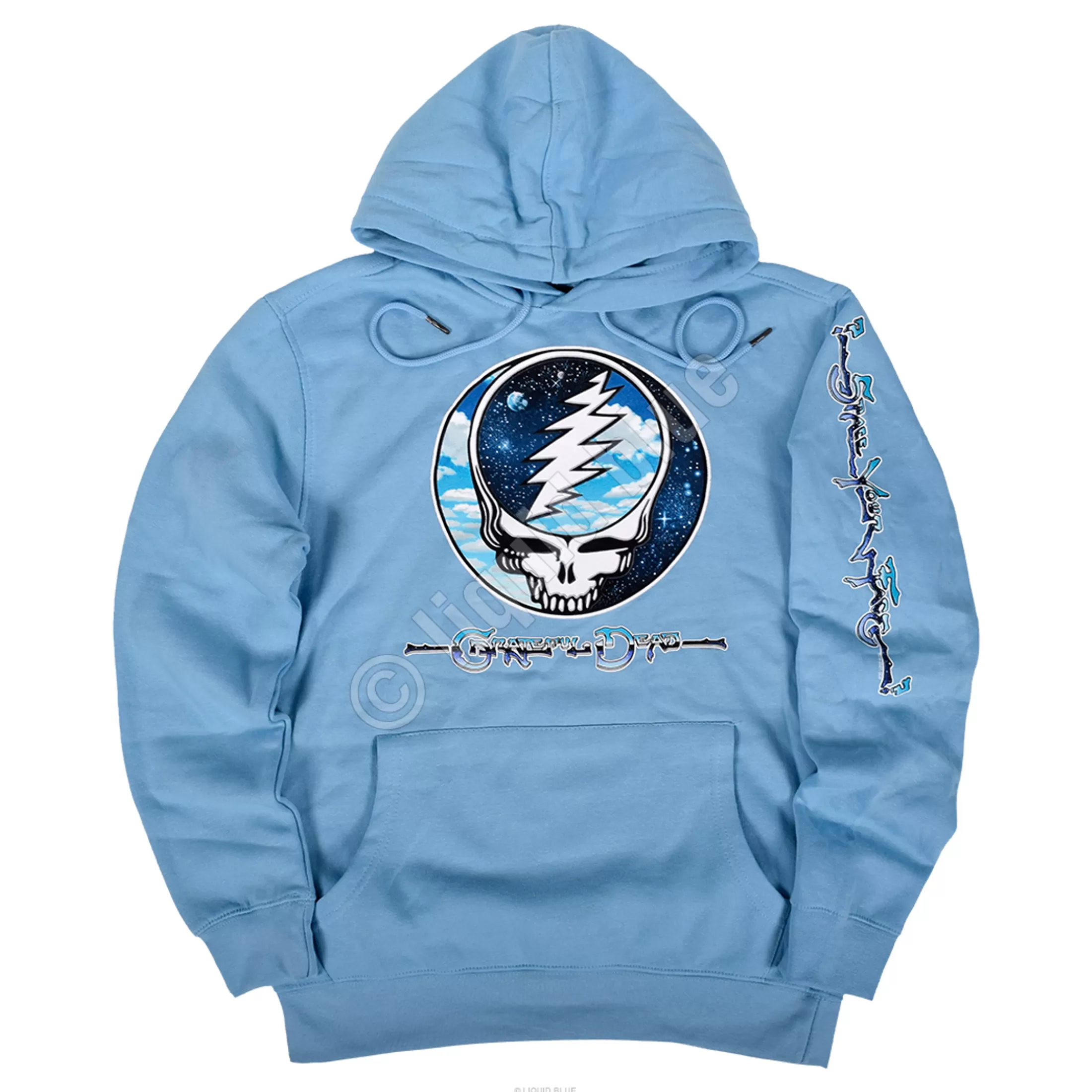 Hoodie | Grateful Dead<Liquid Blue Steal Your Sky Space Light Blue Sleeve Printed Hoodie