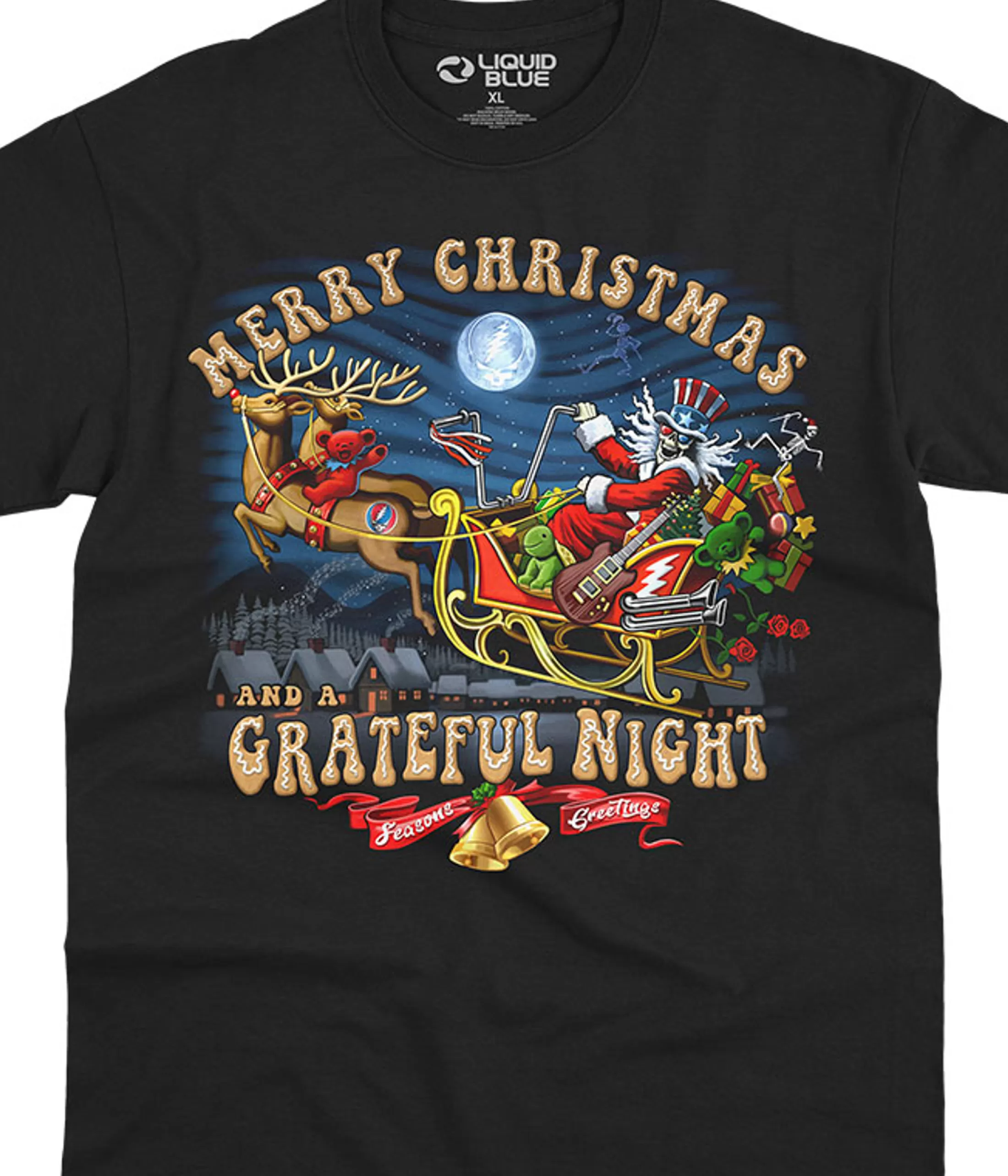 T-Shirt | Grateful Dead<Liquid Blue Steal Your Sleigh Black T-Shirt