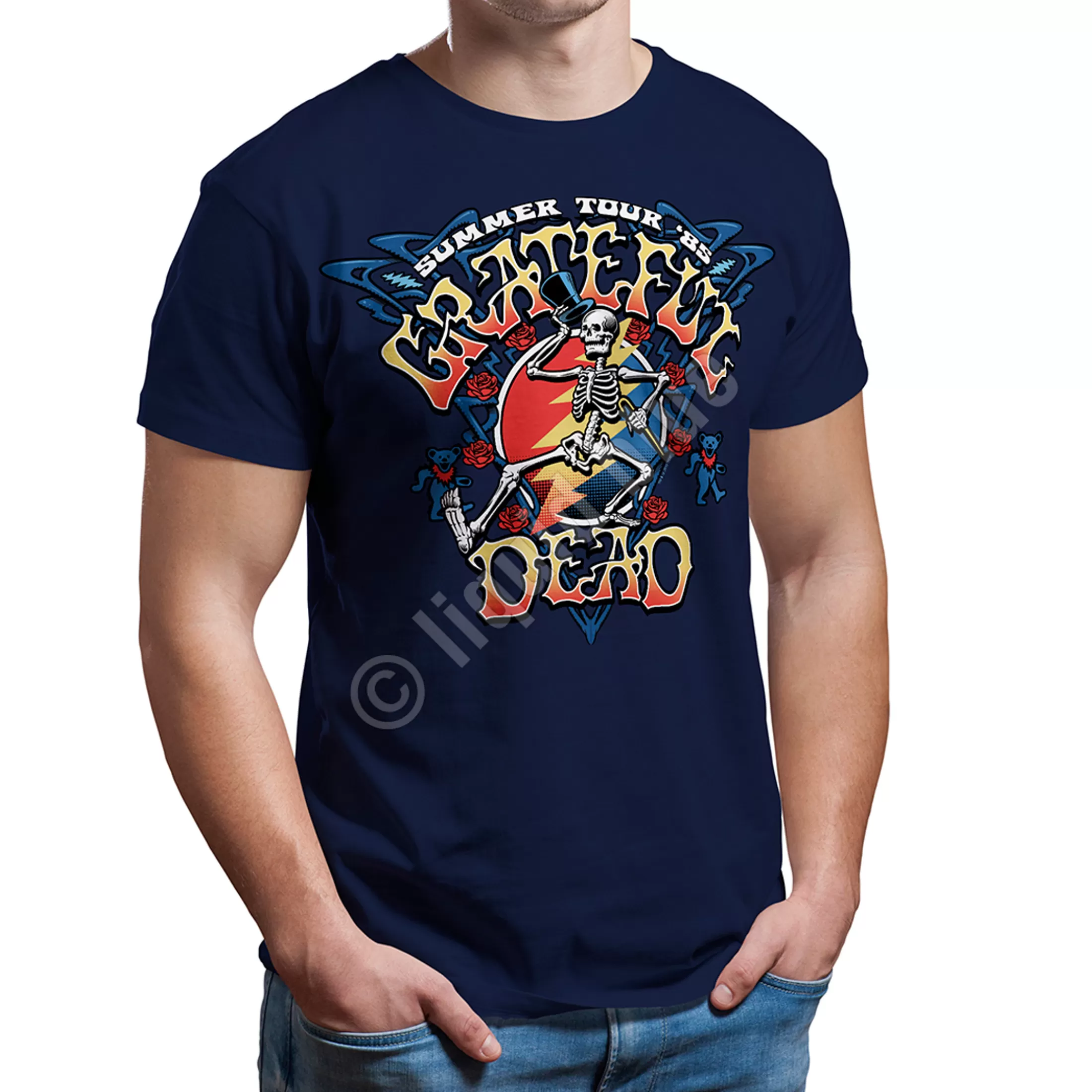 T-Shirt | Grateful Dead<Liquid Blue Strutting Skelly Navy T-Shirt