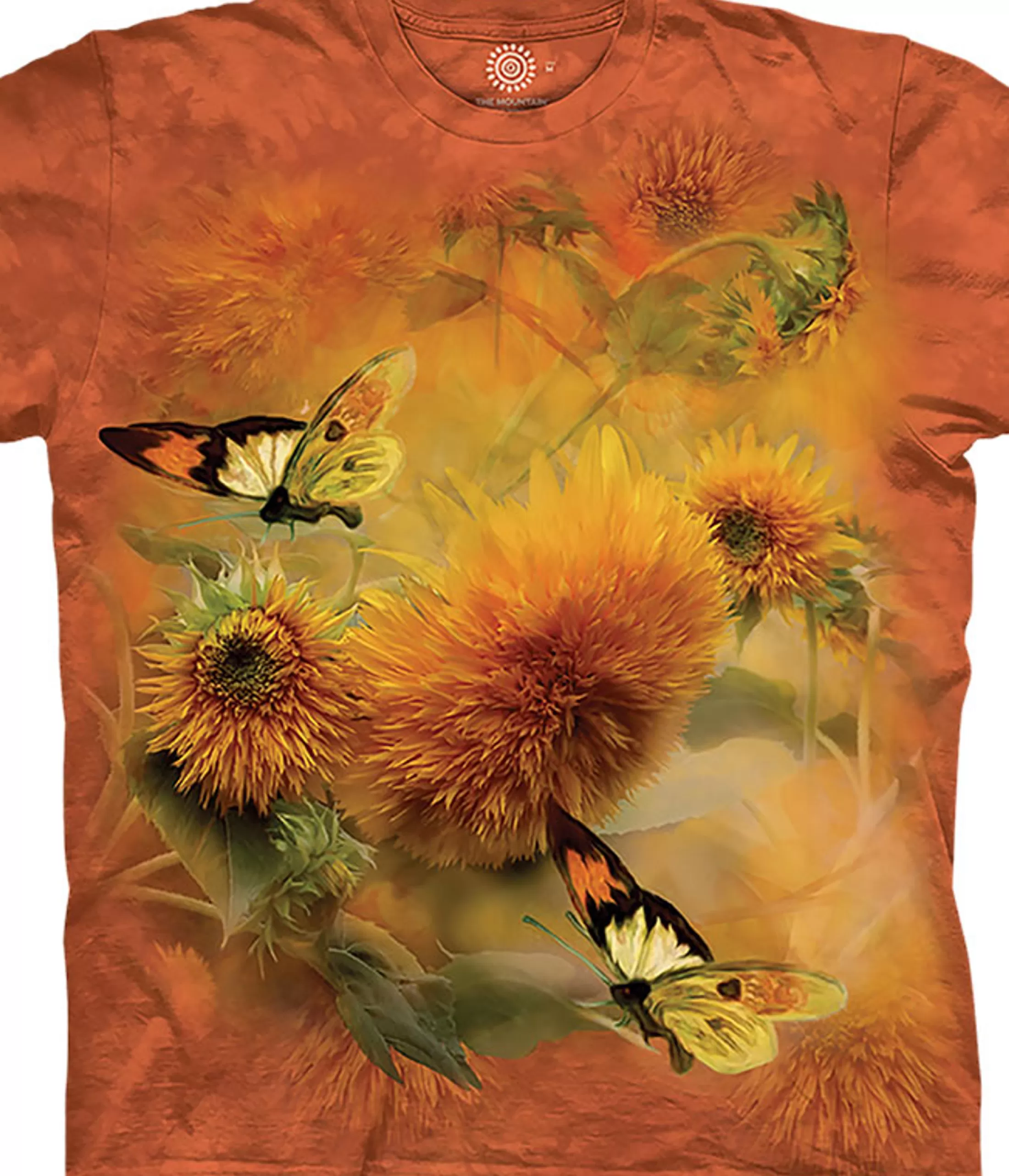 T-Shirt | Nature & Peace<Liquid Blue Sunflowers And Butterflies Classic Cotton T-Shirt