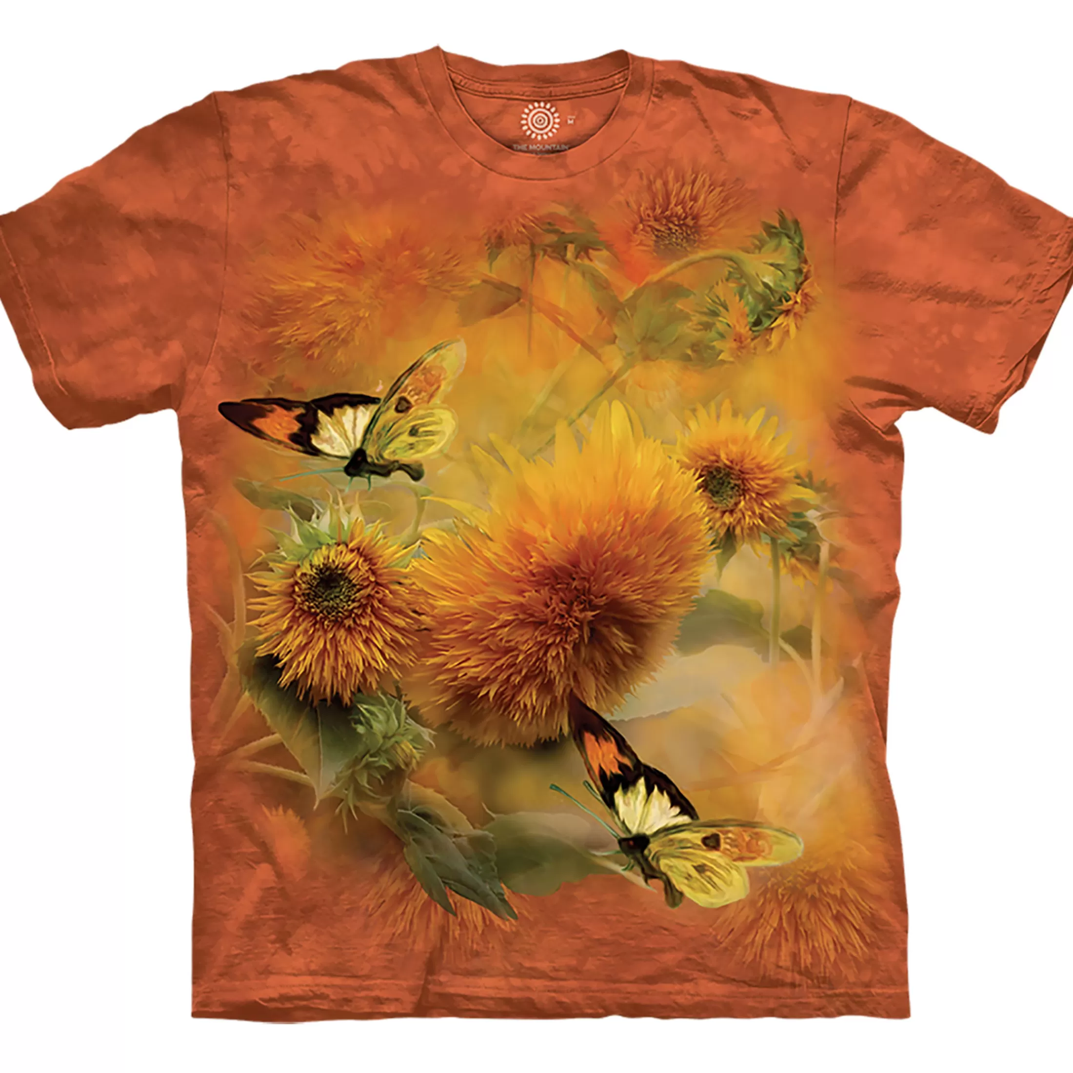 T-Shirt | Nature & Peace<Liquid Blue Sunflowers And Butterflies Classic Cotton T-Shirt