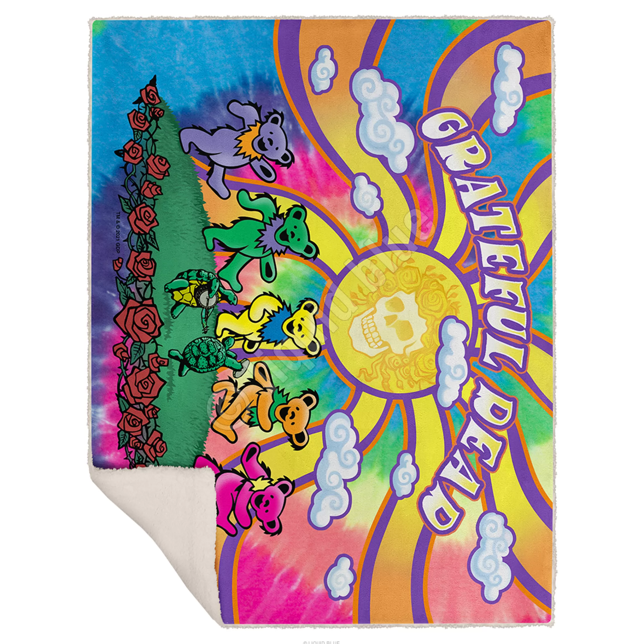 Grateful Dead<Liquid Blue Sunshine Bears Fleece Throw Blanket