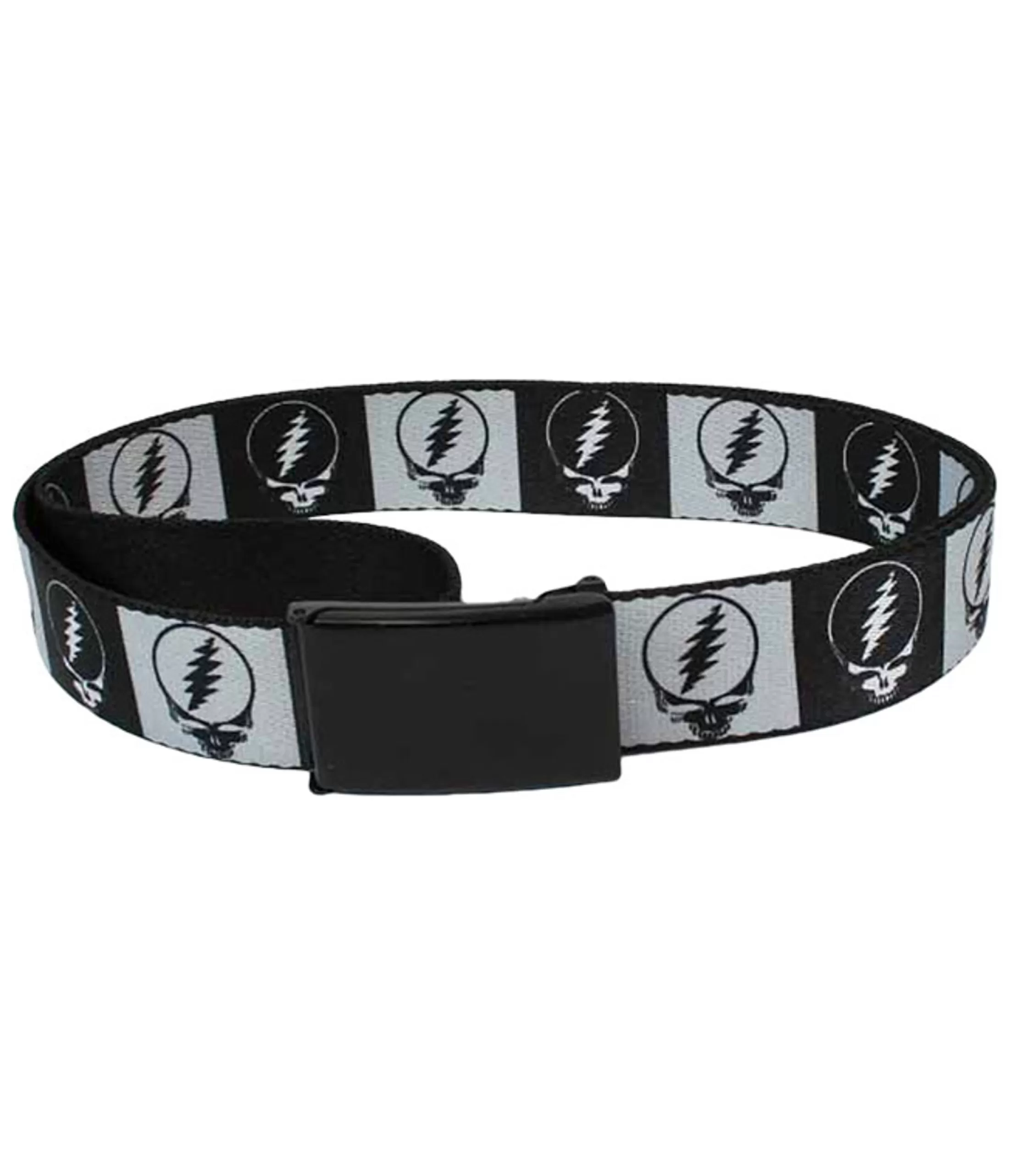 Belts | Grateful Dead<Liquid Blue SYF Black And Gray Adjustable Web Belt Black