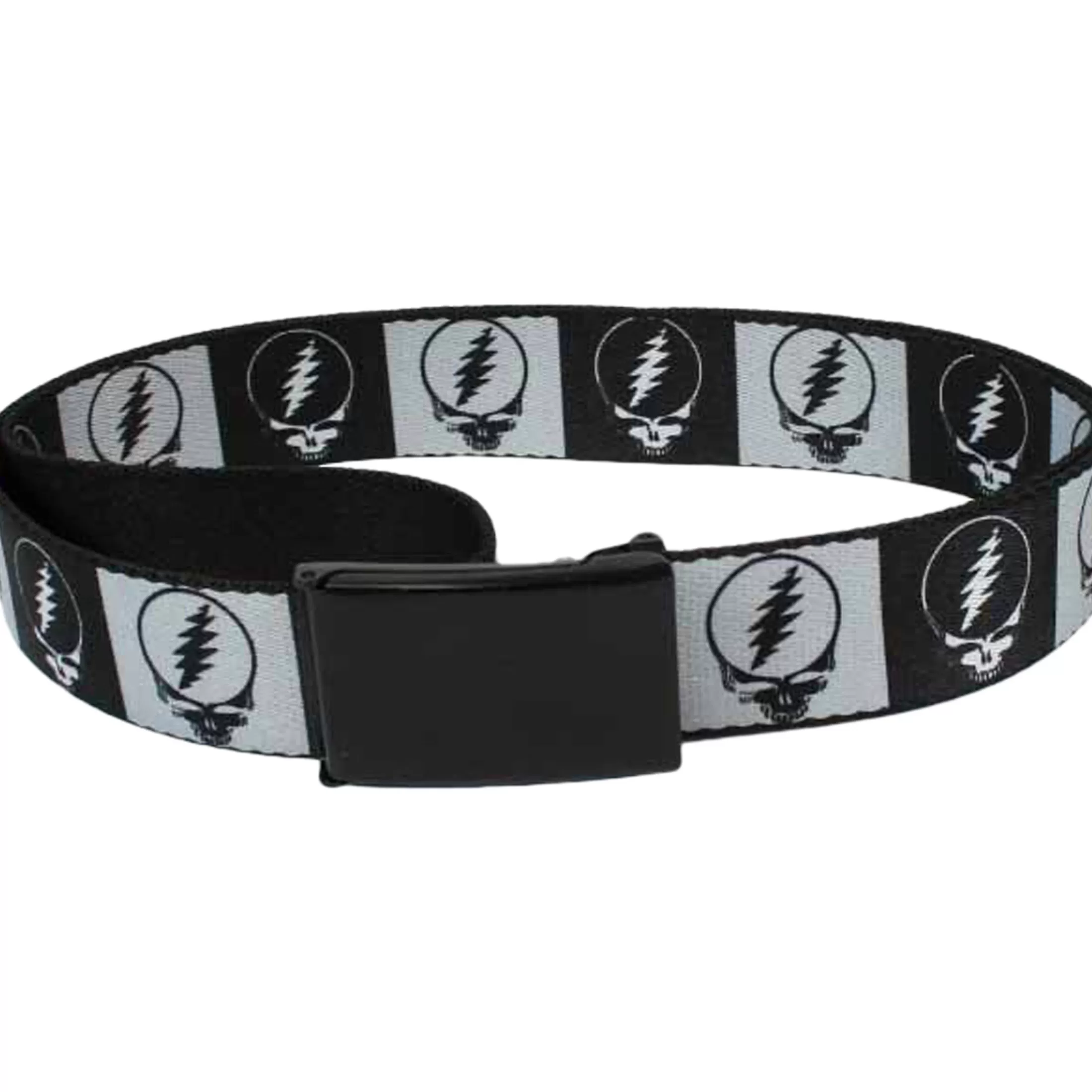 Belts | Grateful Dead<Liquid Blue SYF Black And Gray Adjustable Web Belt Black