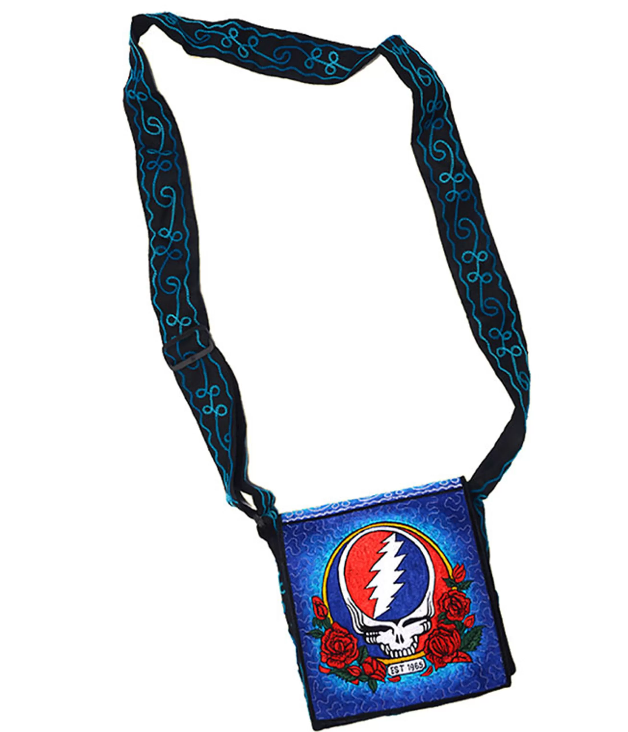 Bags | Grateful Dead<Liquid Blue SYF Roses Hand Embroidered Messenger Bag