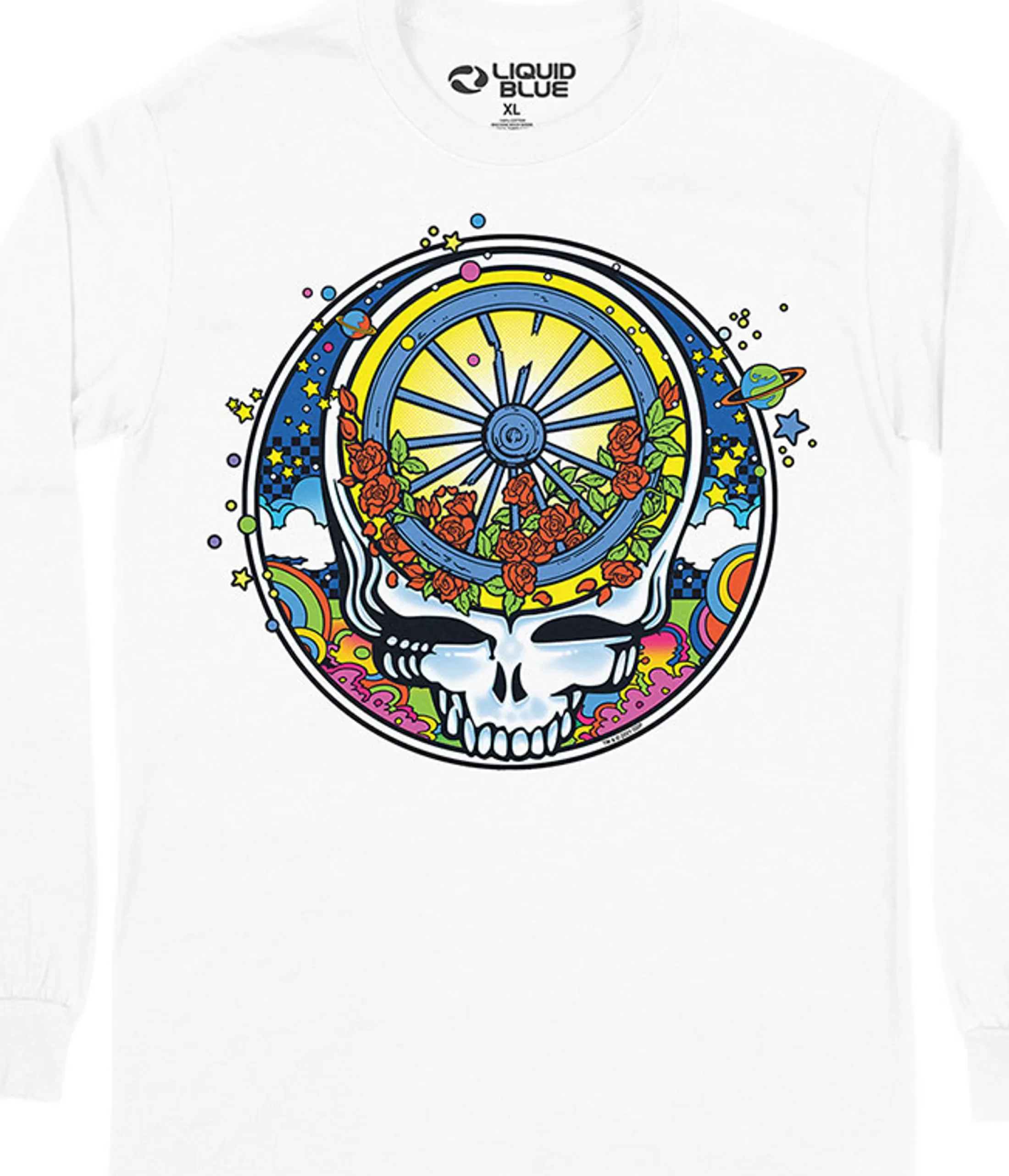 Long Sleeve | Grateful Dead<Liquid Blue SYF Wheel & Roses Long Sleeve T-Shirt