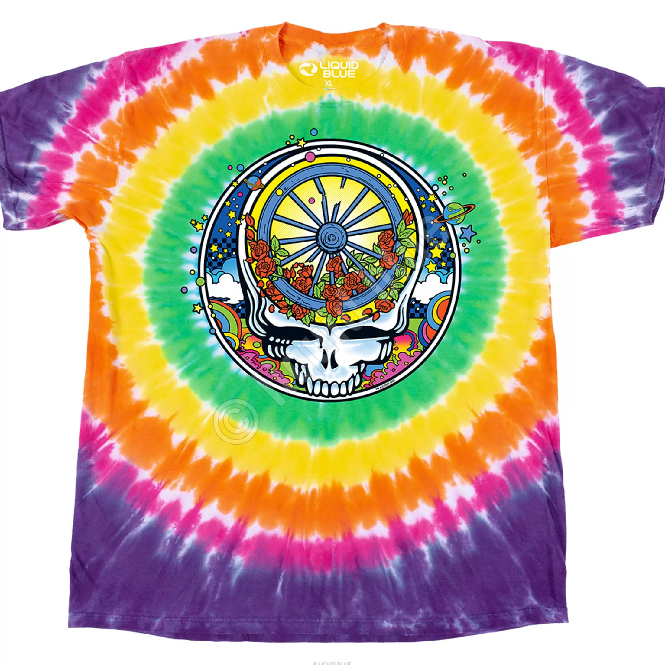 T-Shirt | Grateful Dead<Liquid Blue SYF Wheel & Roses T-Shirt