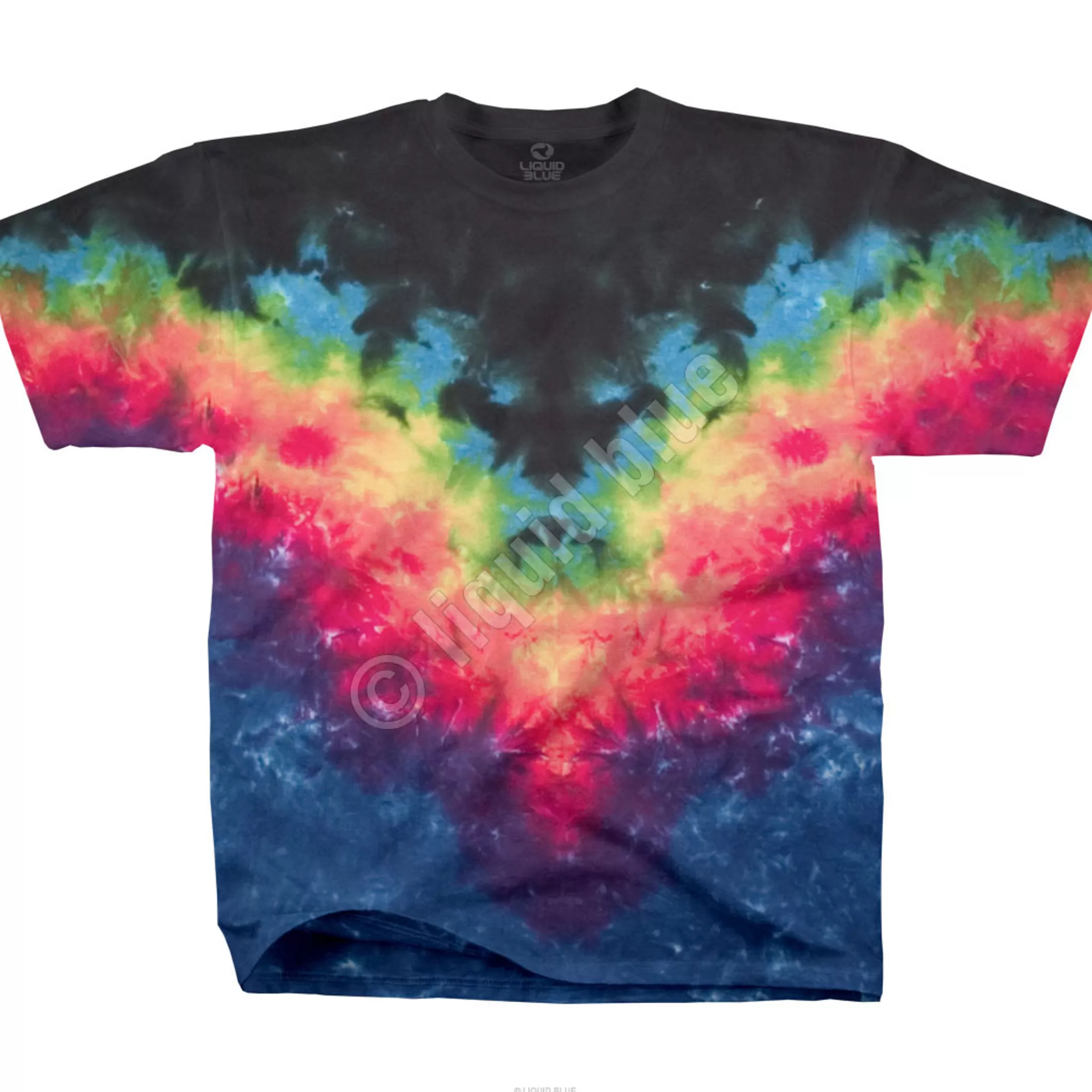 Unprinted Tie-Dyes | Unprinted Tie-Dye<Liquid Blue Symmetrical Rainbow Unprinted Tie-Dye T-Shirt