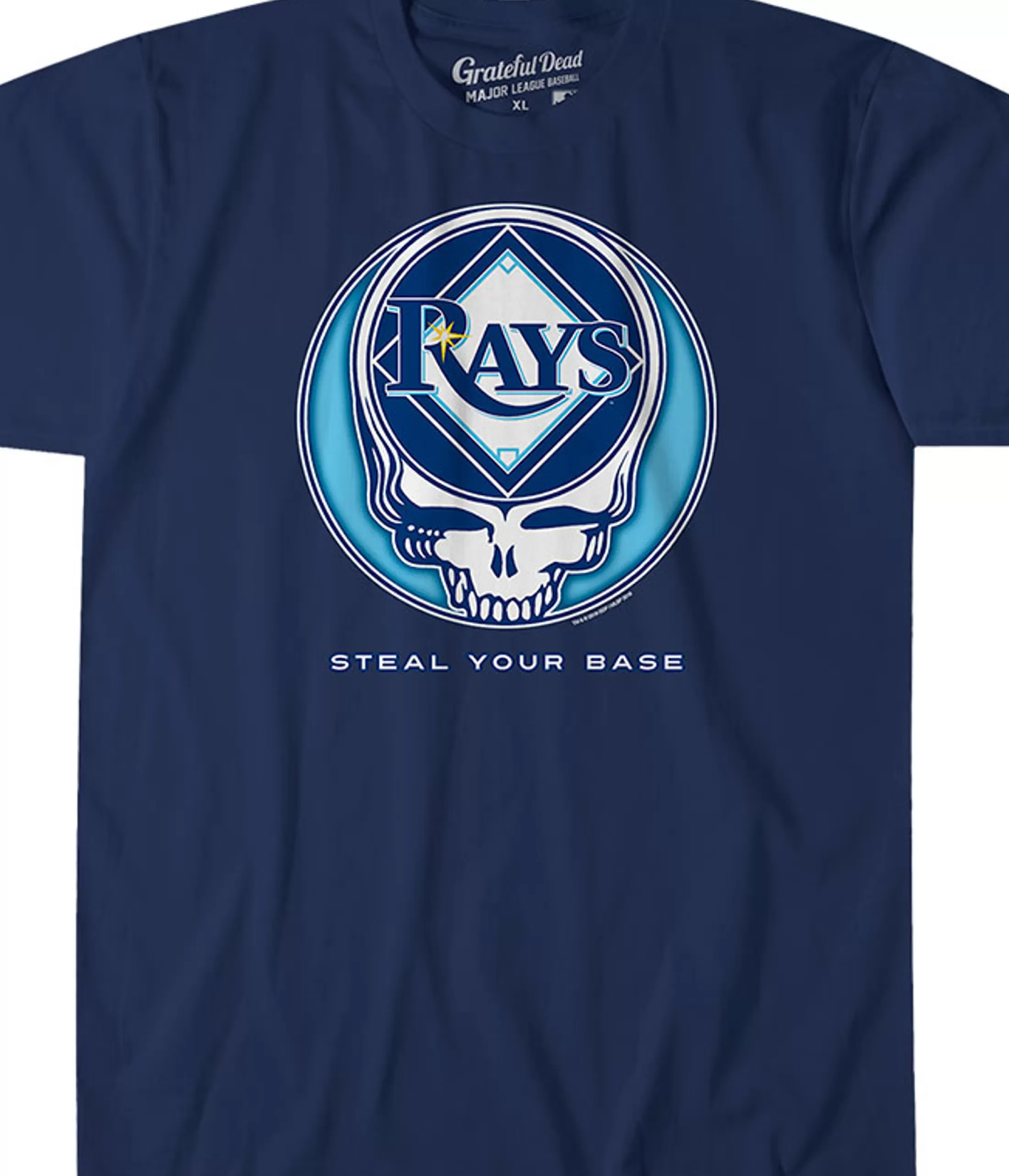 Athletic T-Shirt | Tampa Bay Rays<Liquid Blue Tampa Bay Rays Steal Your Base Navy Athletic T-Shirt